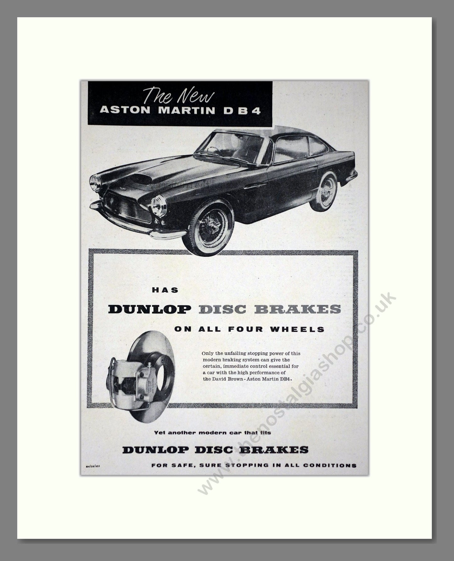 Aston Martin - DB4. Vintage Advert 1958 (ref AD65209)
