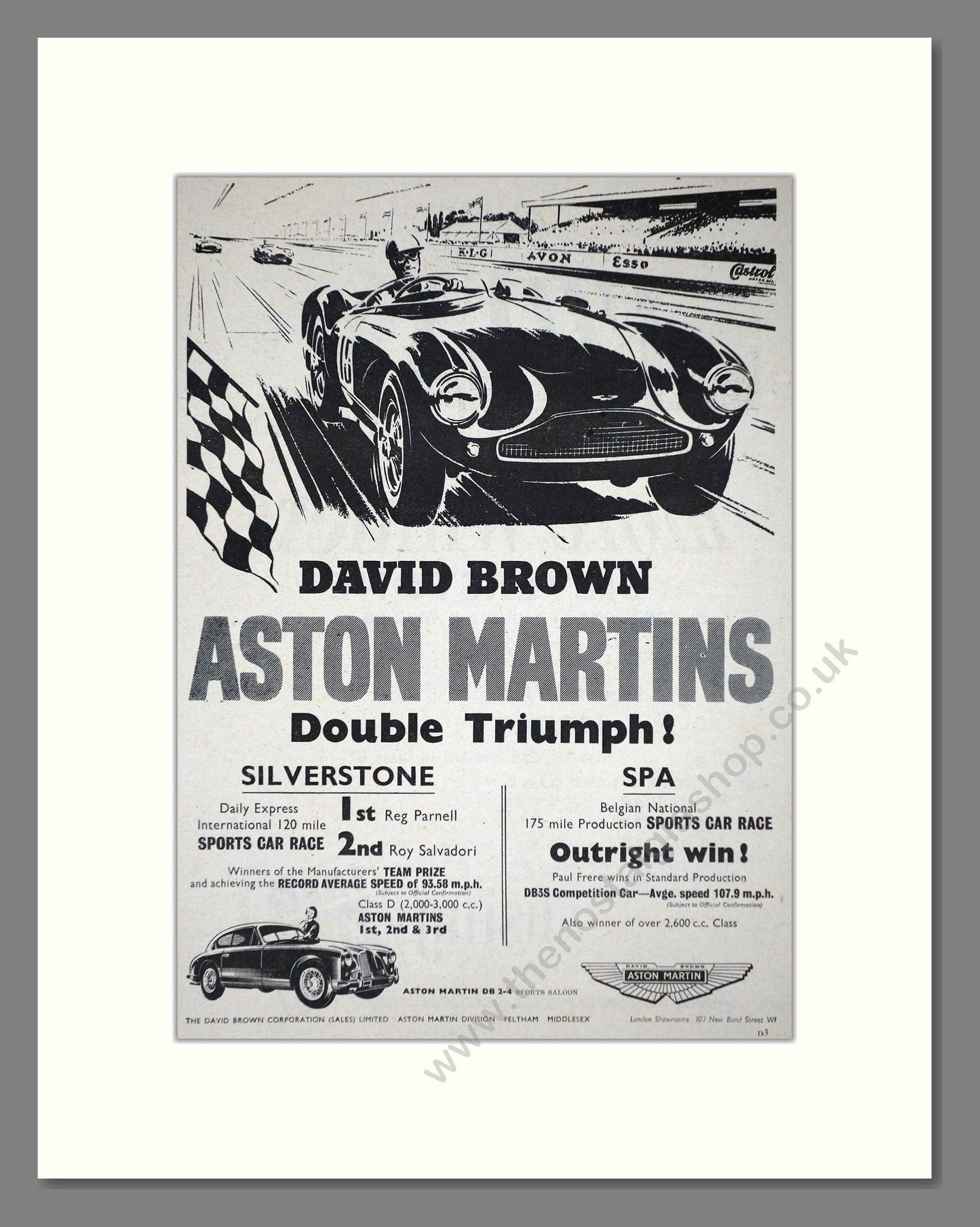 Aston Martin - Silverstone Winner. Vintage Advert 1955 (ref AD65213)