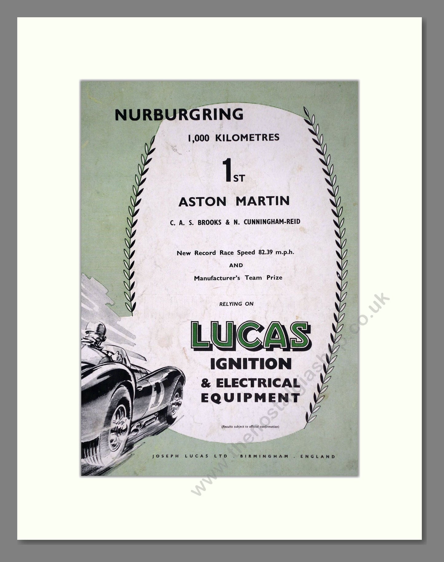 Aston Martin - Nurburgring Winner. Vintage Advert 1957 (ref AD65223)