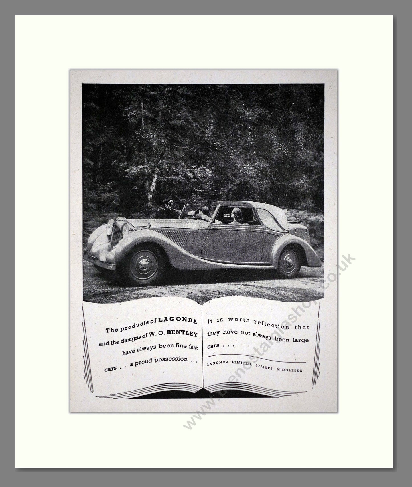 Lagonda / Bentley - Large Cars. Vintage Advert 1944 (ref AD65235)