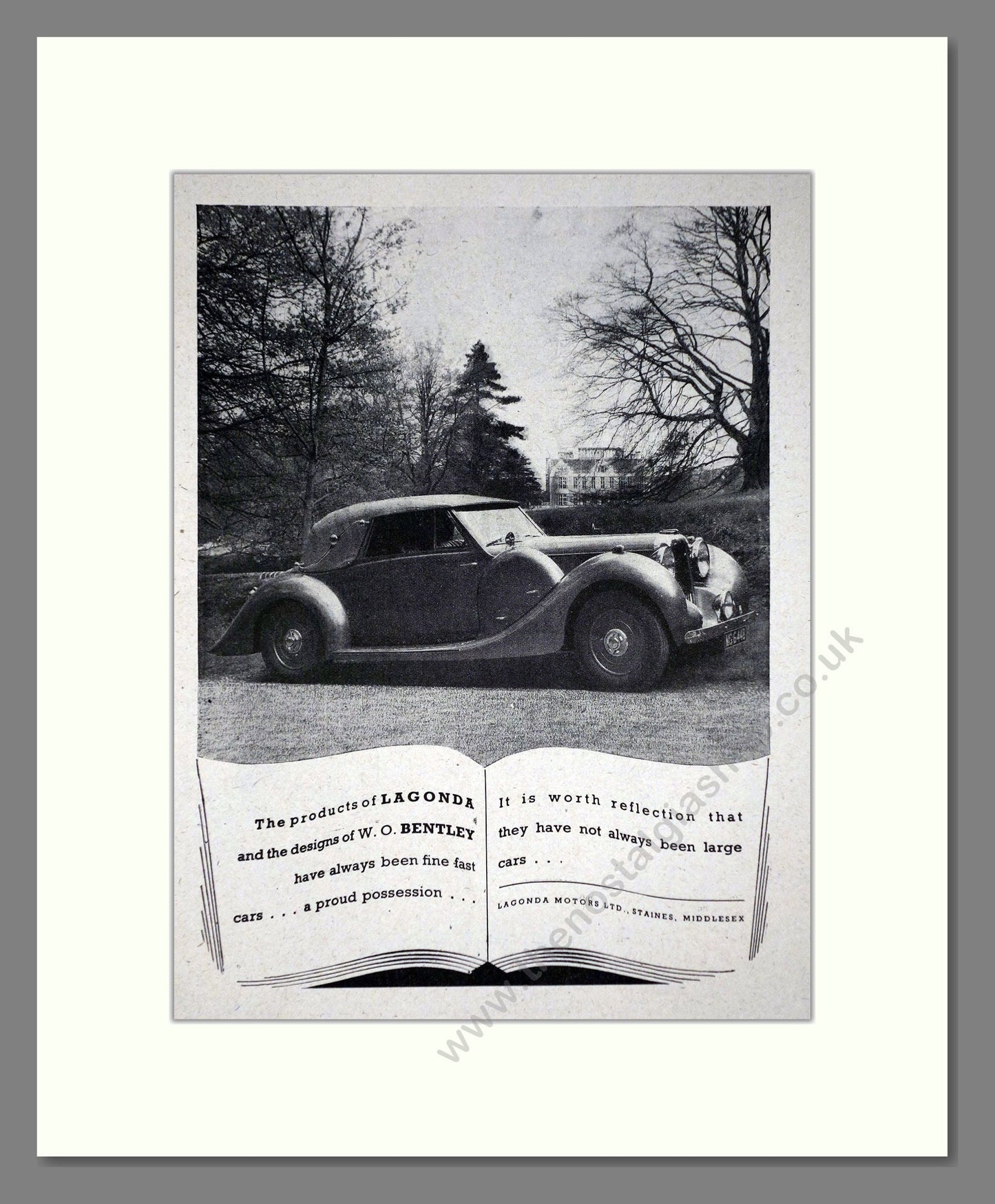 Lagonda / Bentley - Large Cars. Vintage Advert 1944 (ref AD65236)