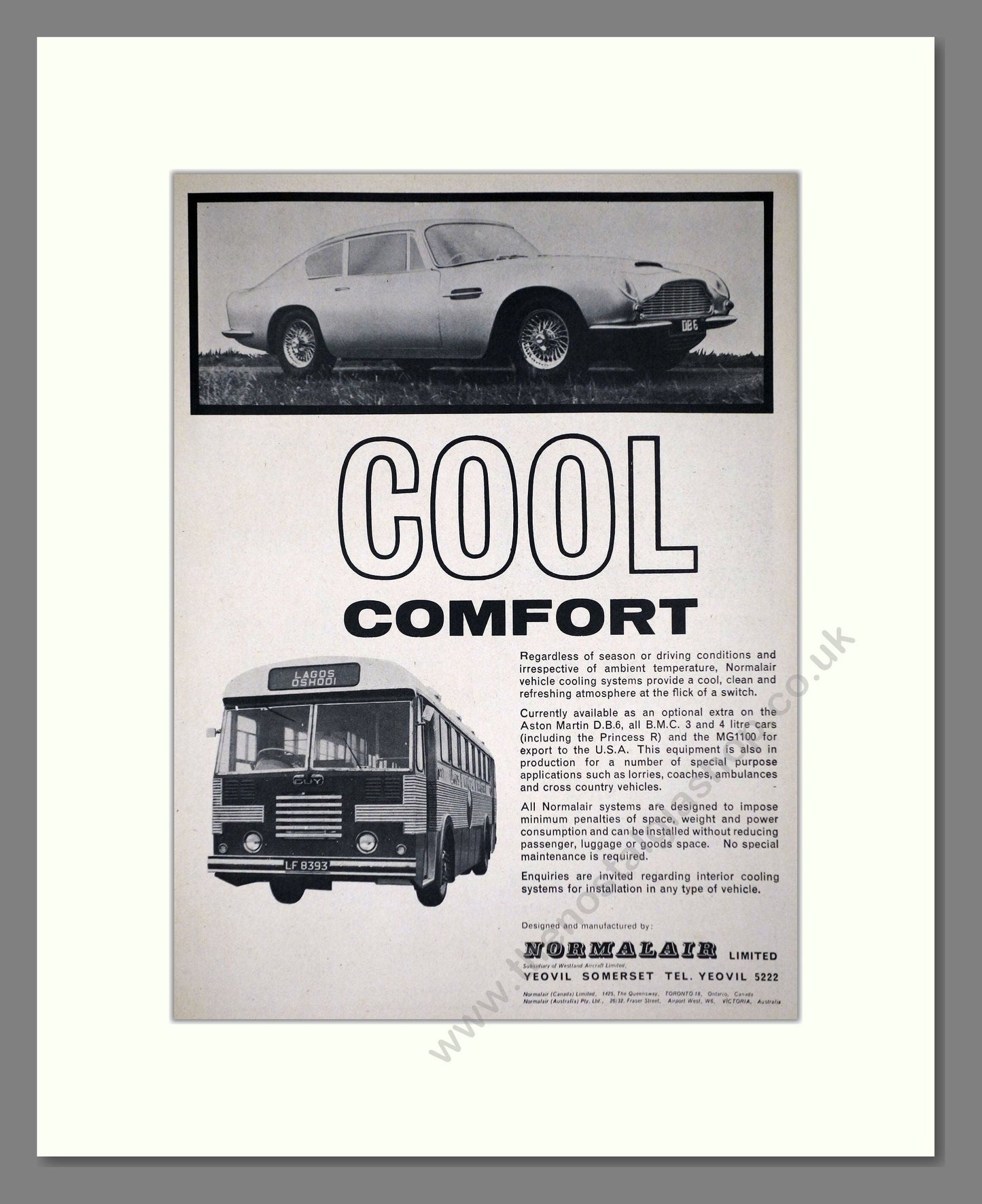Aston Martin - Normalair. Vintage Advert 1965 (ref AD65242)