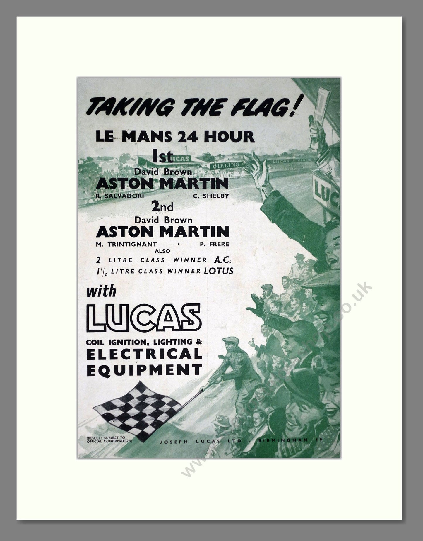 Aston Martin - Le Mans Winner. Vintage Advert 1959 (ref AD65247)