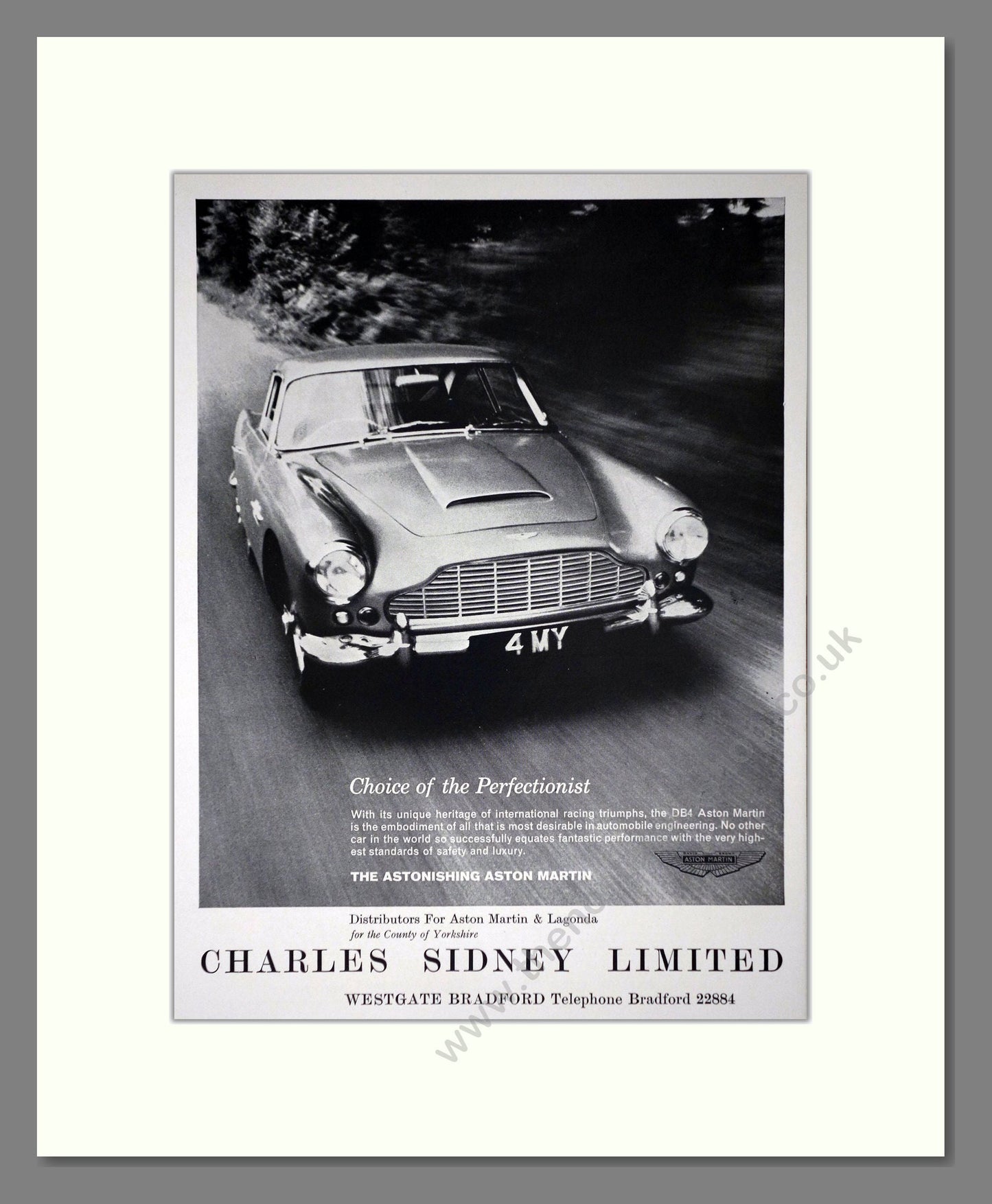 Aston Martin - DB4. Vintage Advert 1962 (ref AD65249)