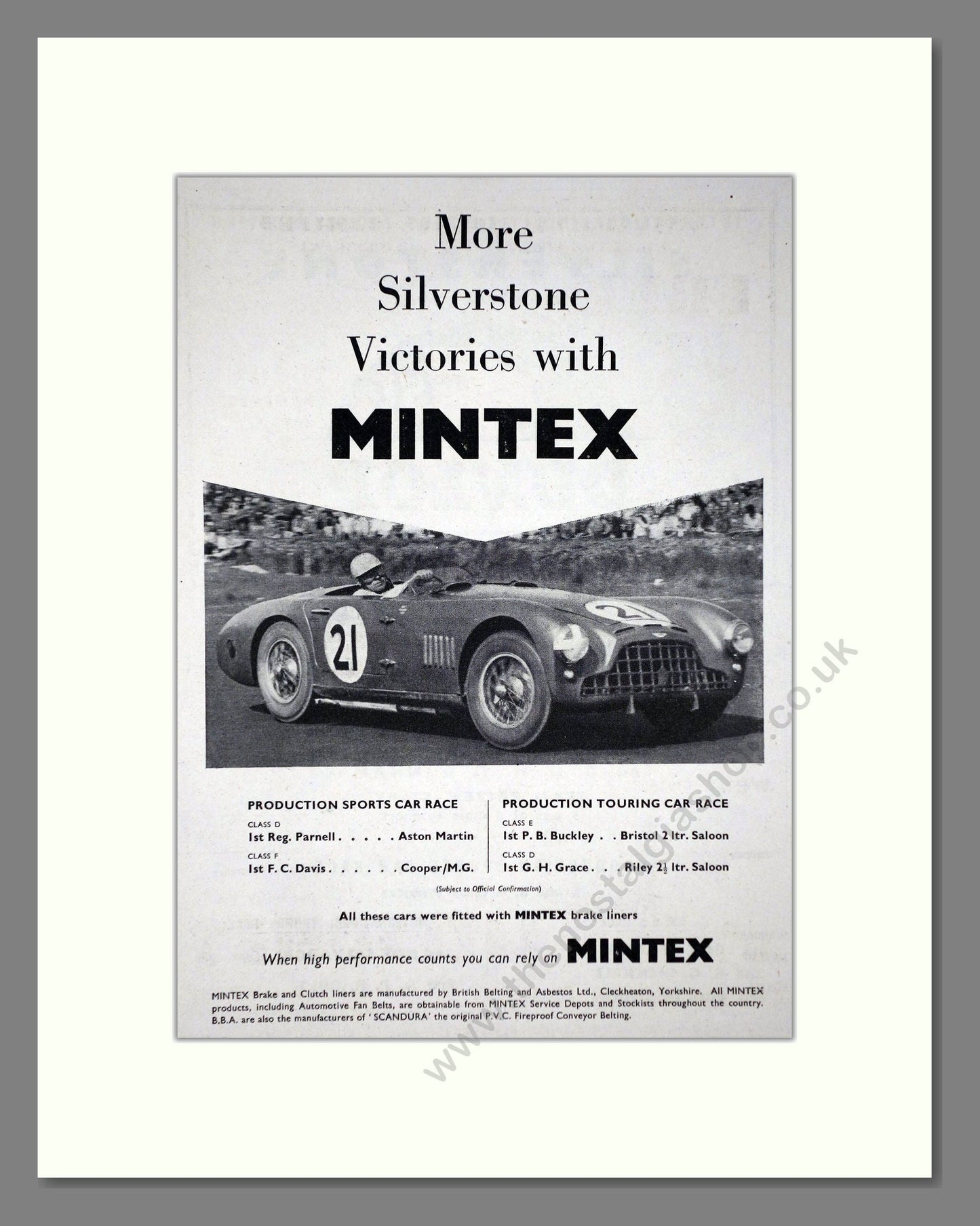 Aston Martin - Silverstone Winner. Vintage Advert 1953 (ref AD65250)