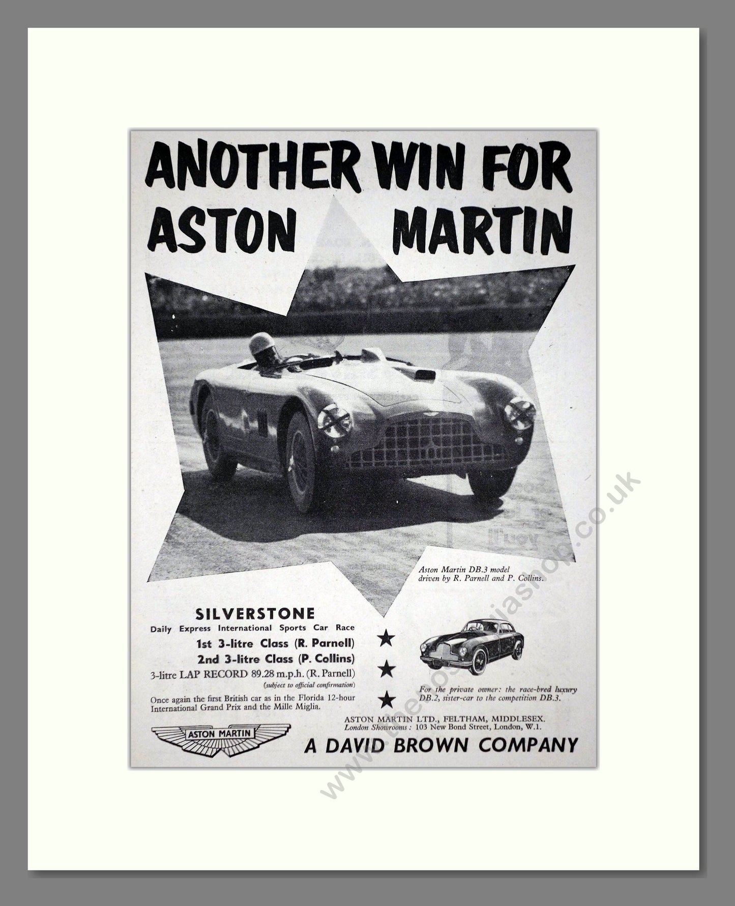 Aston Martin - Silverstone Winner. Vintage Advert 1953 (ref AD65251)