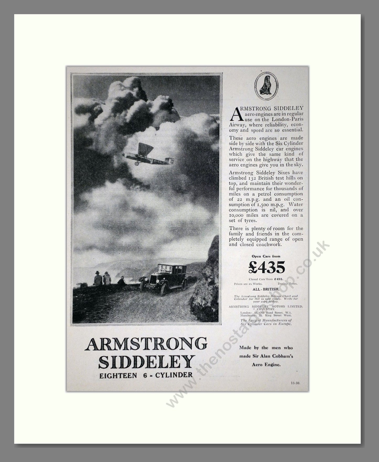 Armstrong Siddeley - Eighteen. Vintage Advert 1927 (ref AD65287)