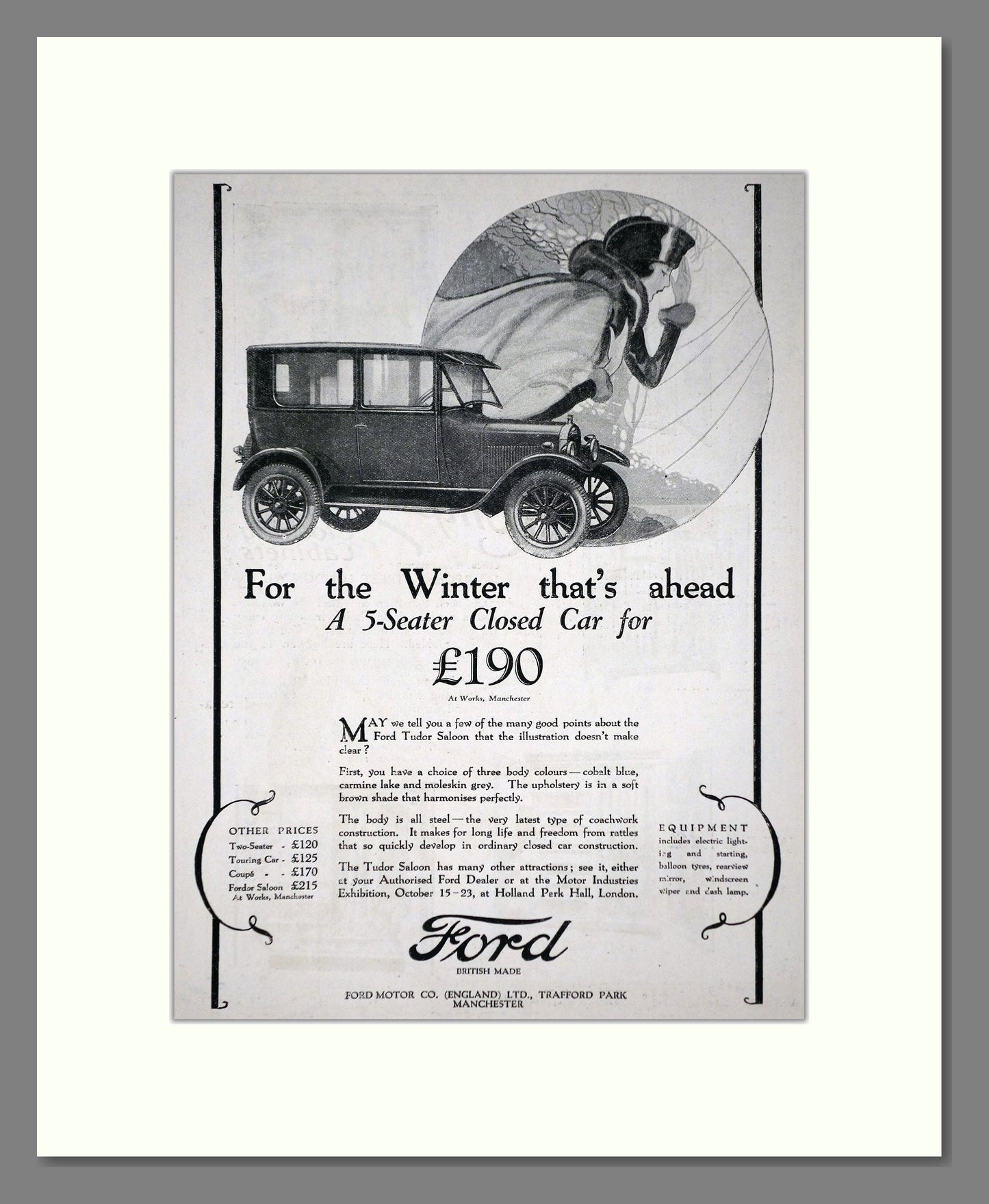 Ford - Tudor Saloon. Vintage Advert 1926 (ref AD65302)