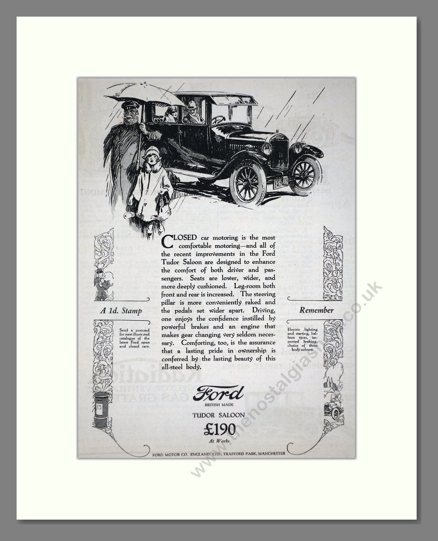 Ford - Tudor Saloon. Vintage Advert 1926 (ref AD65304)