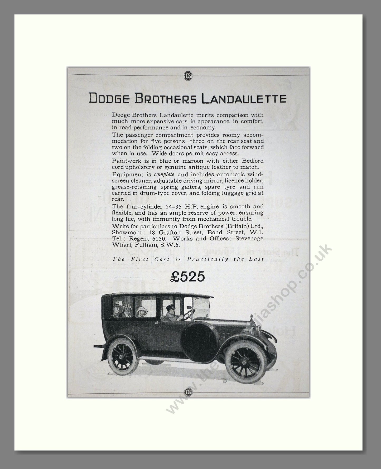 Dodge Brothers - Landaulette. Vintage Advert 1924 (ref AD65319)