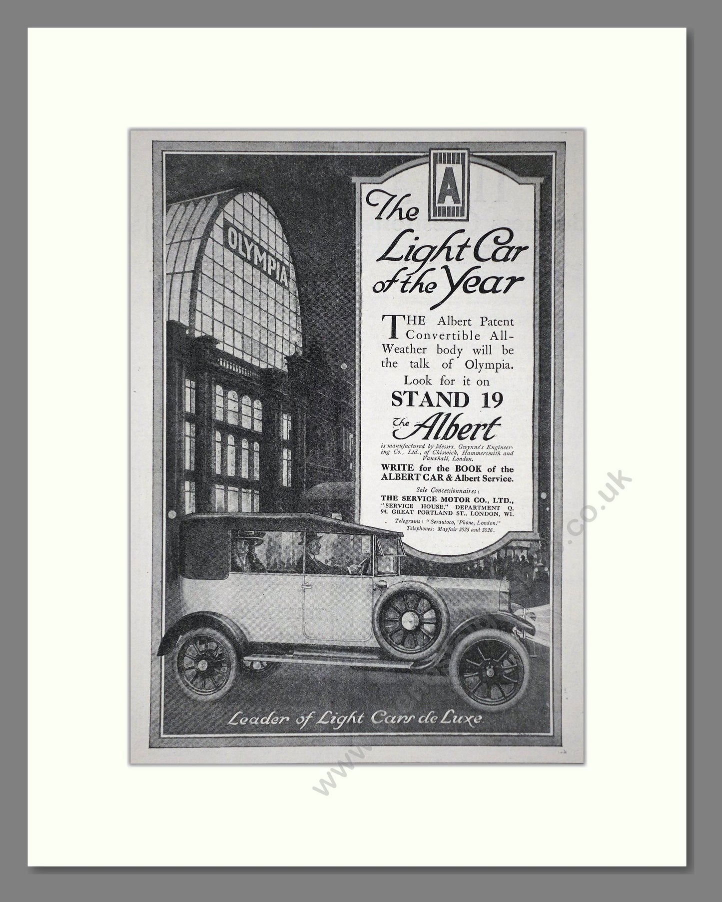 Albert - Light Car Of The Year. Vintage Advert 1920 (ref AD65338)