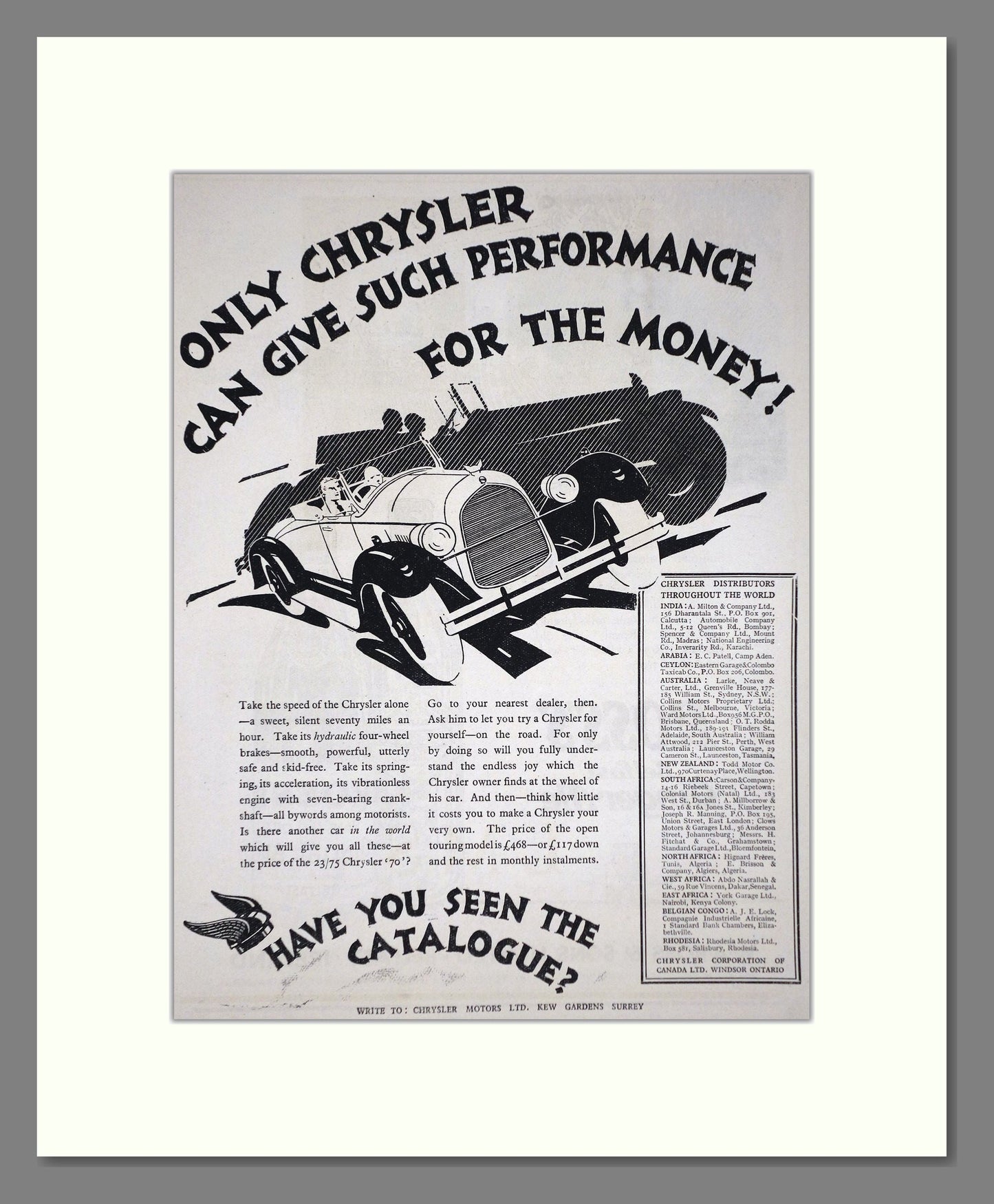 Chrysler - 70. Vintage Advert 1926 (ref AD65345)