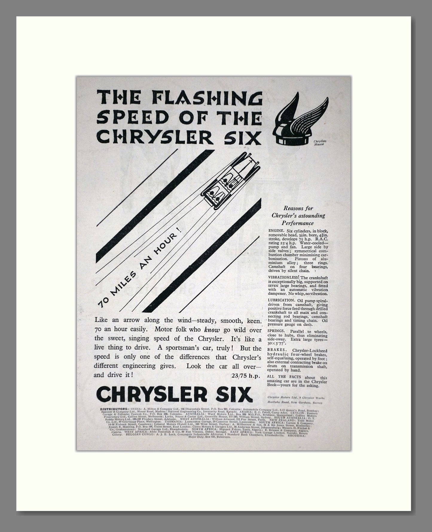 Chrysler - Six. Vintage Advert 1926 (ref AD65352)