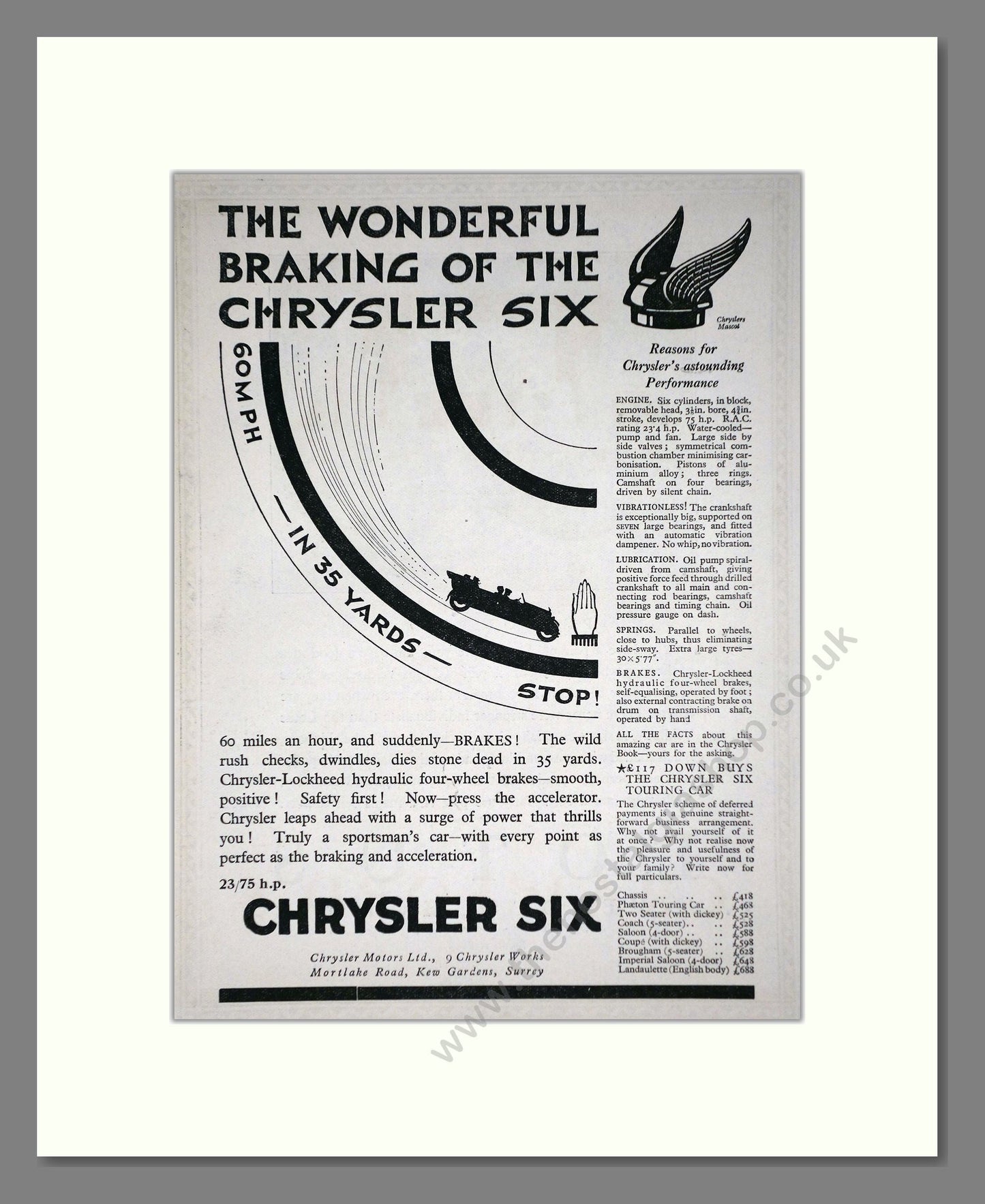Chrysler - Six. Vintage Advert 1926 (ref AD65353)