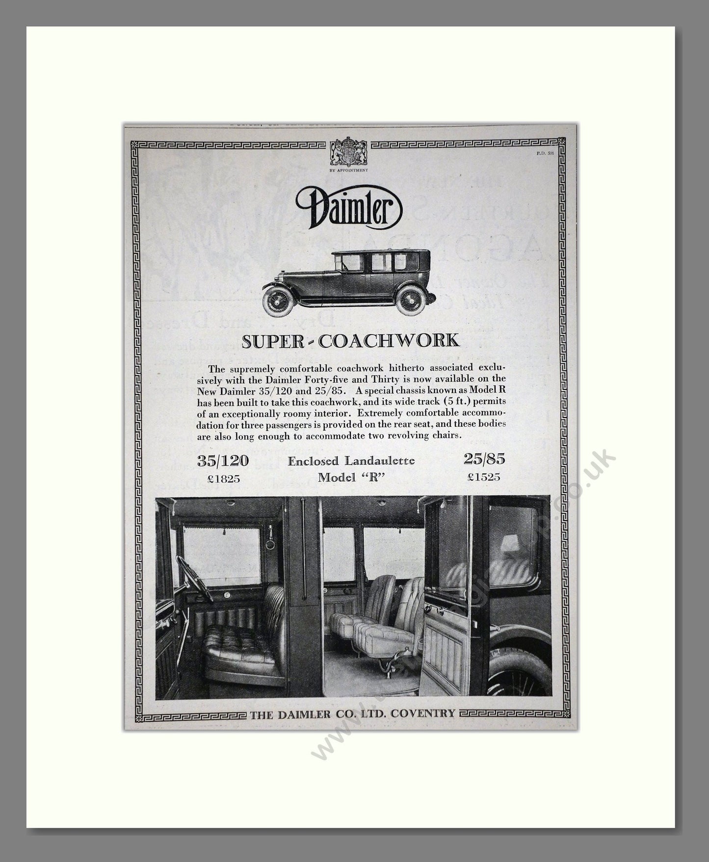 Daimler - Super Coachwork (25/85, 35/120). Vintage Advert 1926 (ref AD65392)