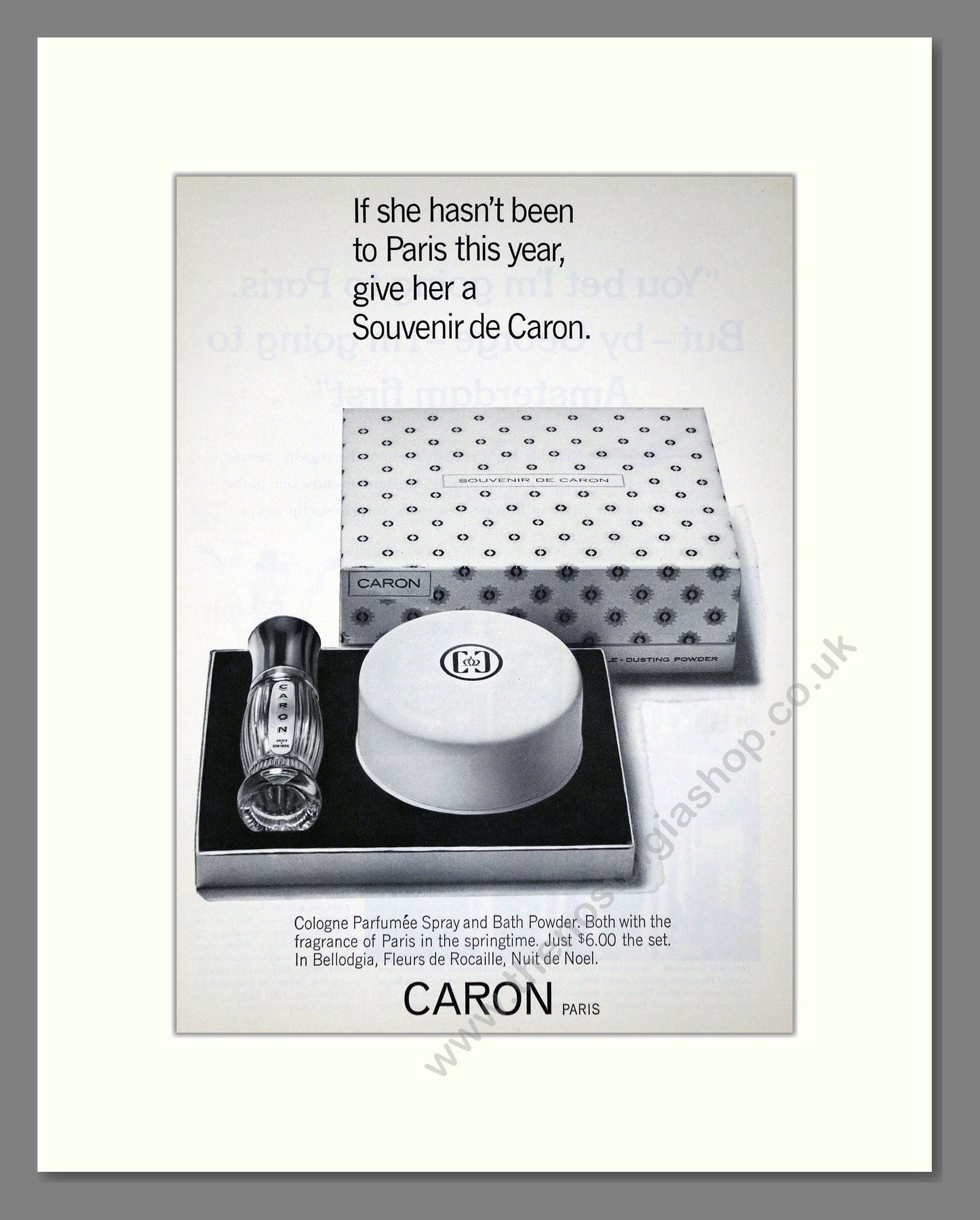 Caron - Souvenier de Caron. Vintage Advert 1965 (ref AD65516)