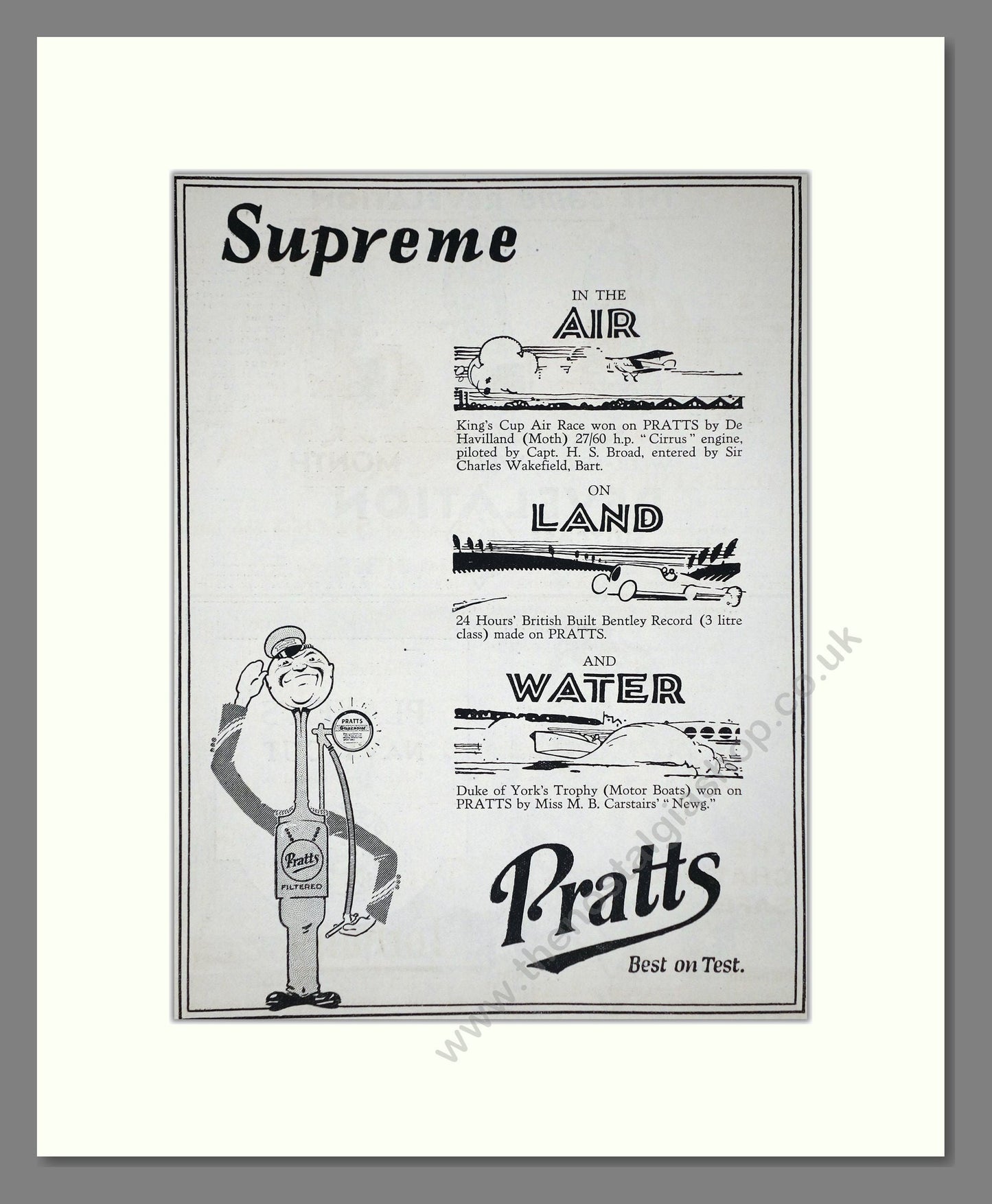 Pratts - Supreme Air / Land / Water. Vintage Advert 1926 (ref AD65597)