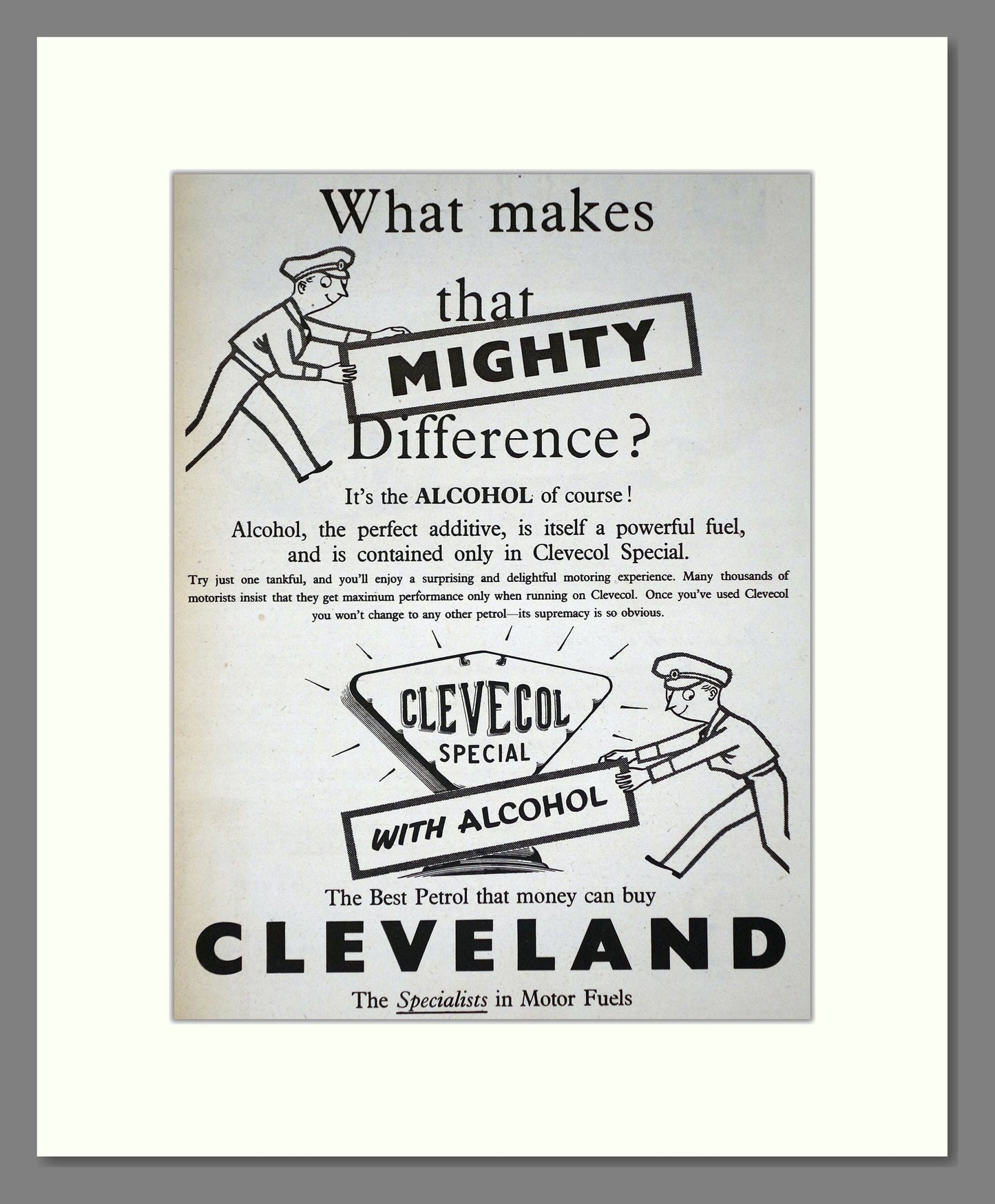 Cleveland - Clevecol Petrol With Alcohol. Vintage Advert 1955 (ref AD65632)