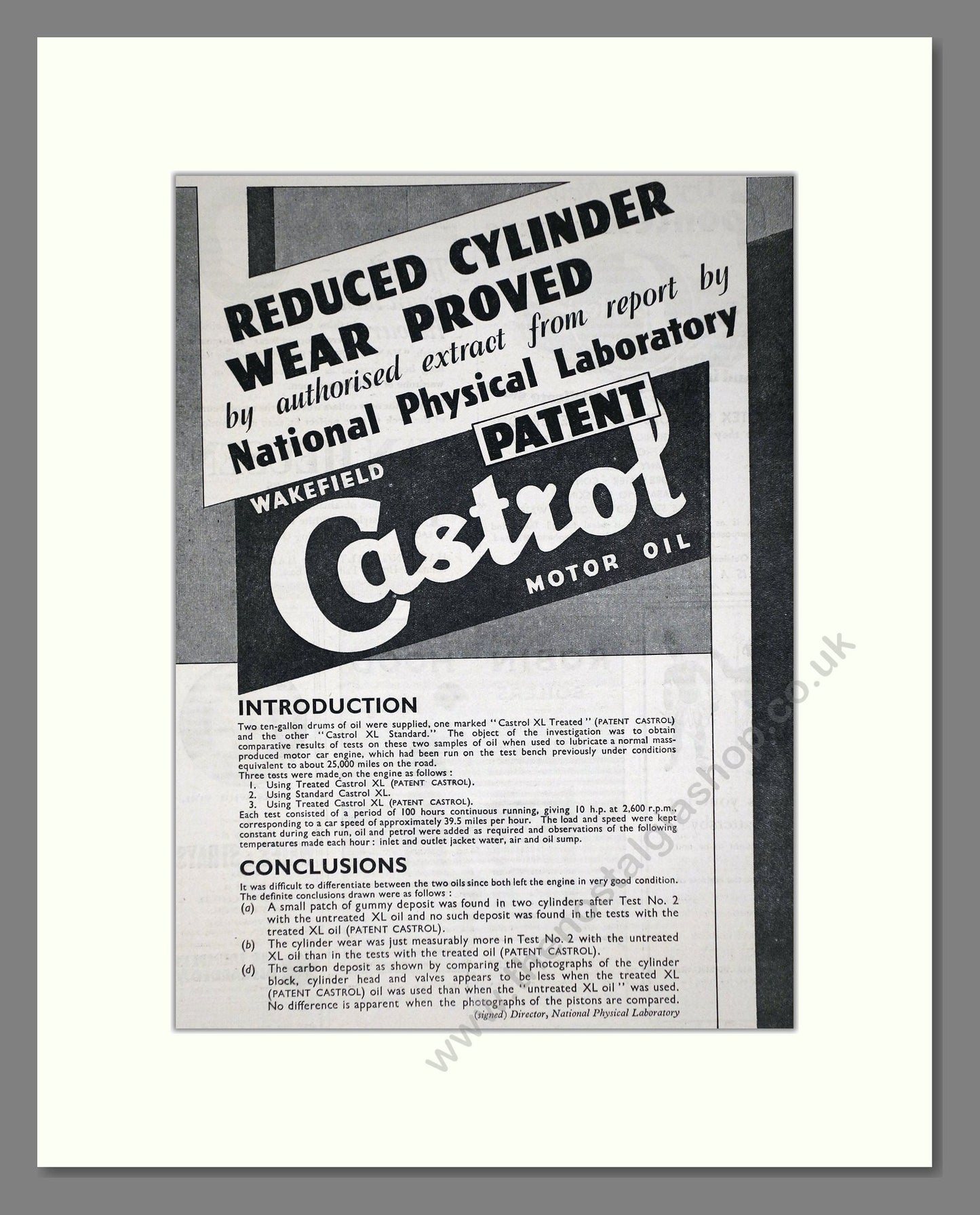 Castrol - Motor Oil. Vintage Advert 1935 (ref AD65634)