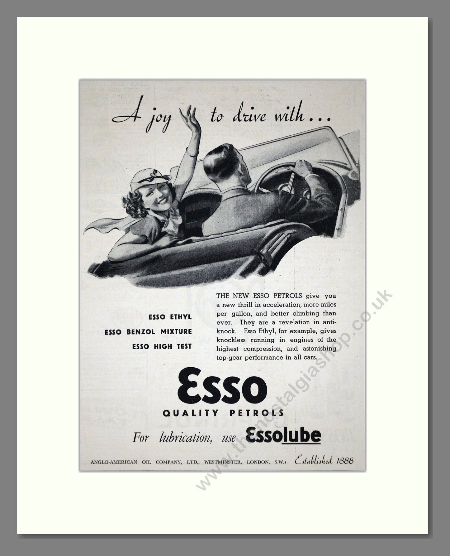 Esso - Essolube Motor Oil. Vintage Advert 1935 (ref AD65636)