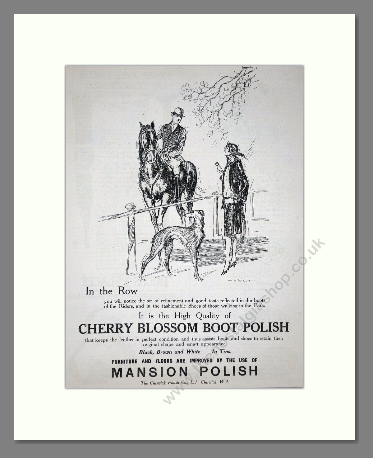 Mansion Polish - Cherry Blossom Boot Polish. Vintage Advert 1926 (ref AD65651)