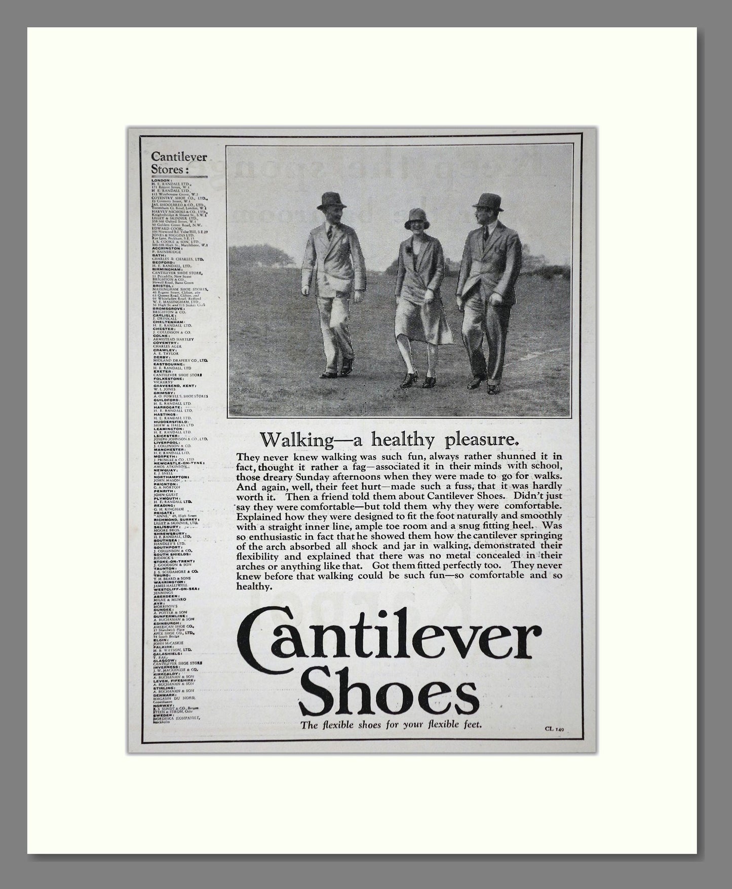 Cantilever - Shoes. Vintage Advert 1927 (ref AD65652)