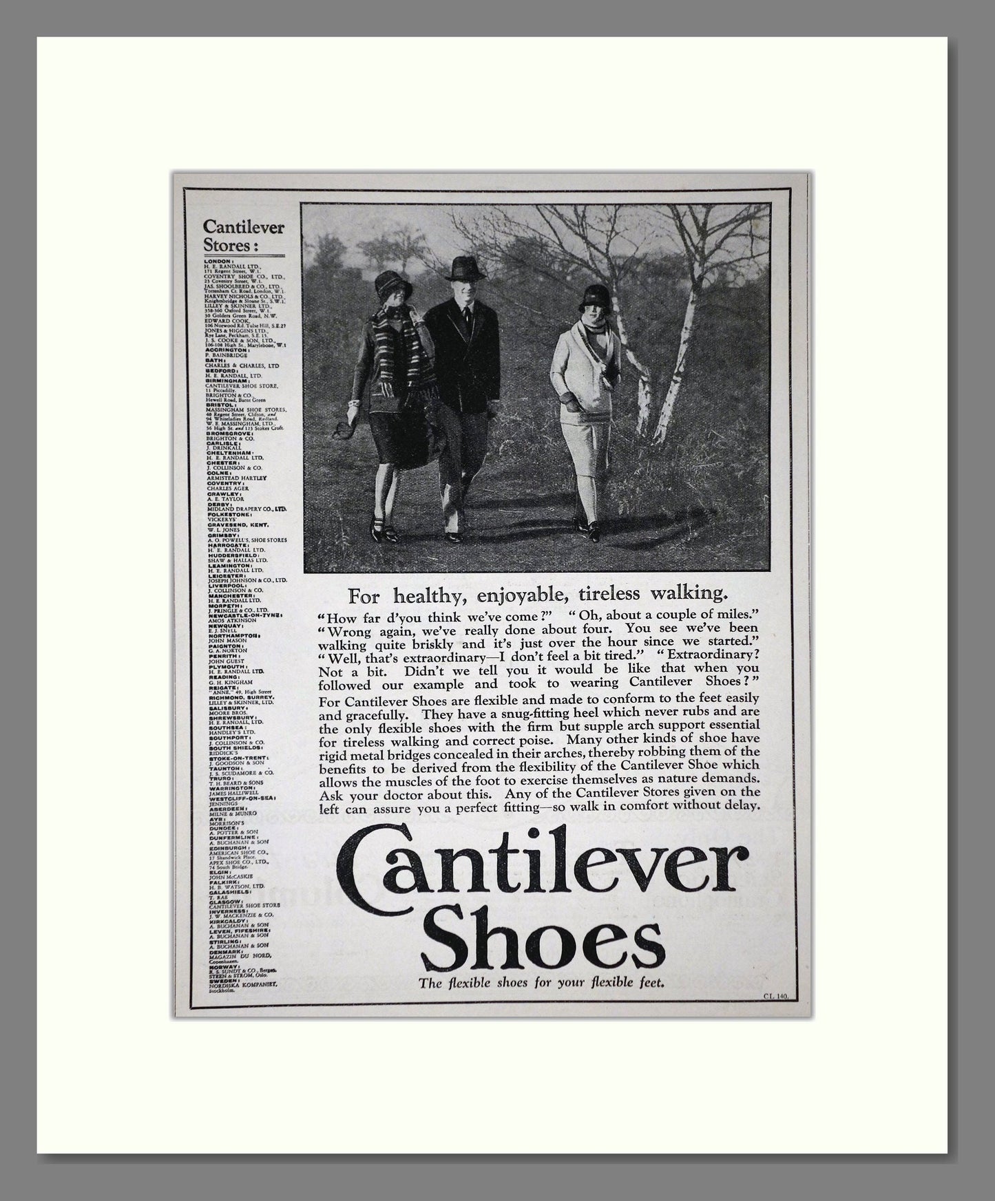 Cantilever - Shoes. Vintage Advert 1927 (ref AD65653)