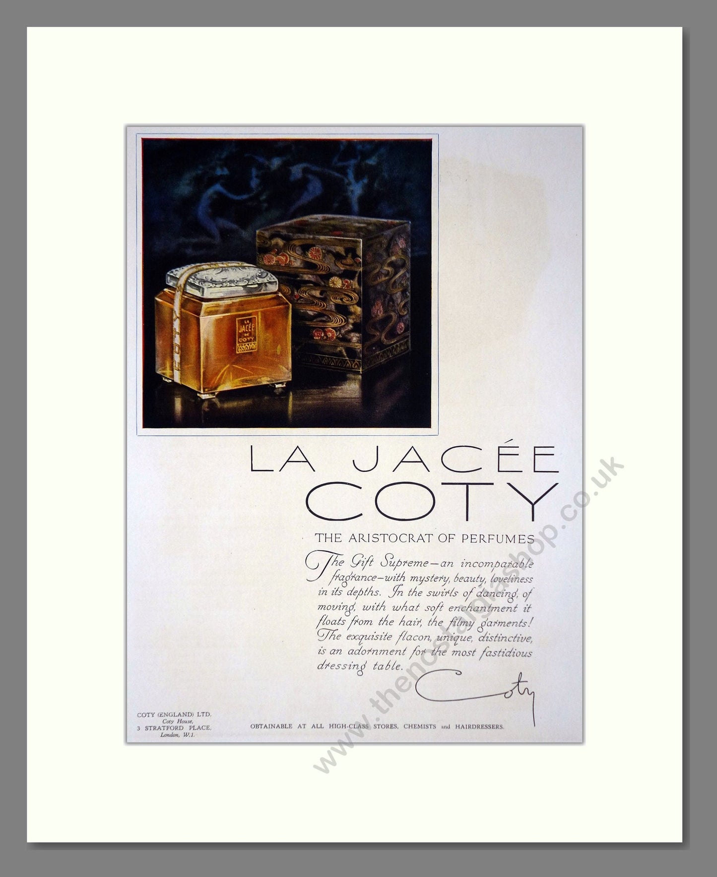 Coty - La Jacee. Vintage Advert 1927 (ref AD66030)