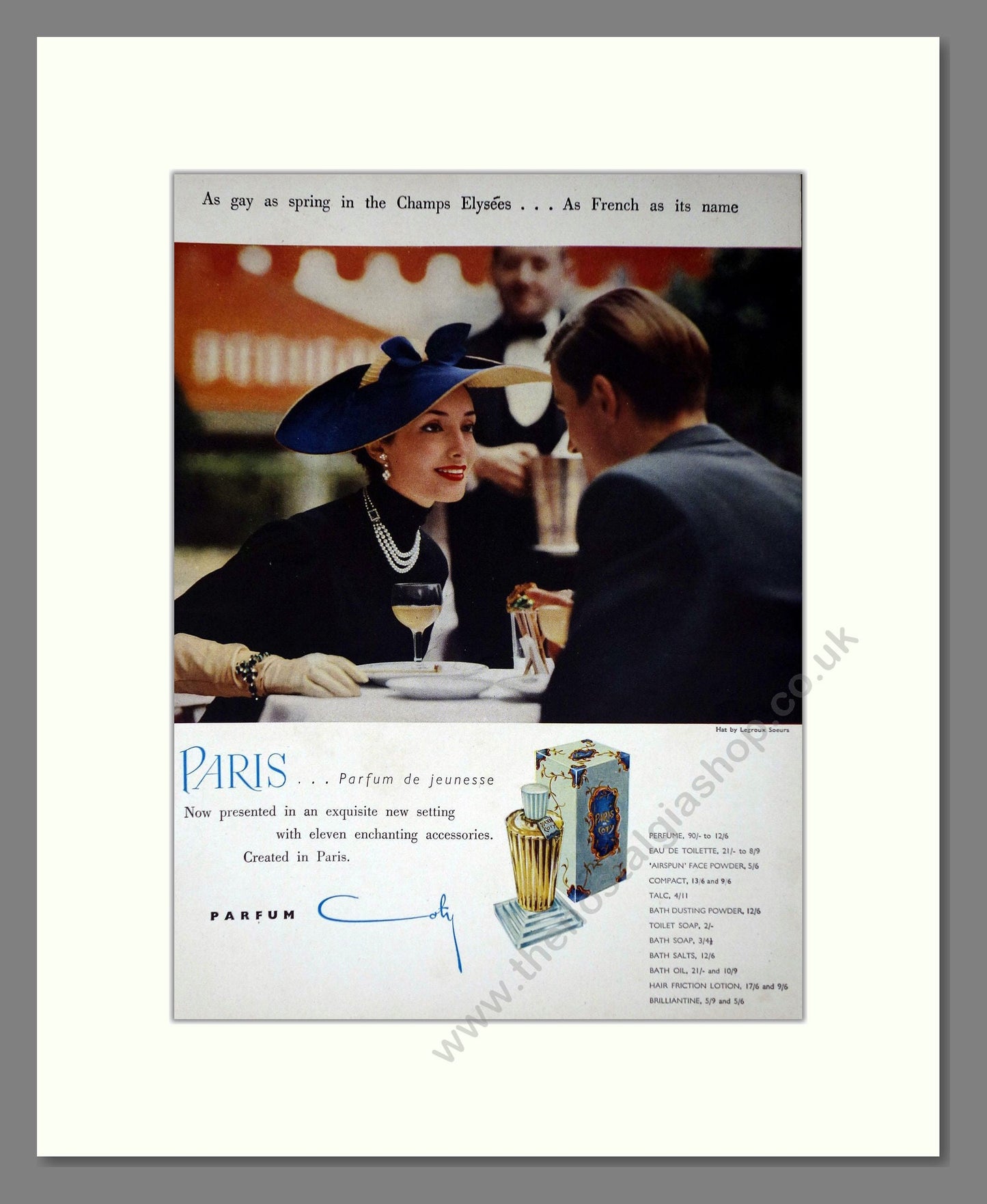 Coty - Paris. Vintage Advert 1952 (ref AD66031)