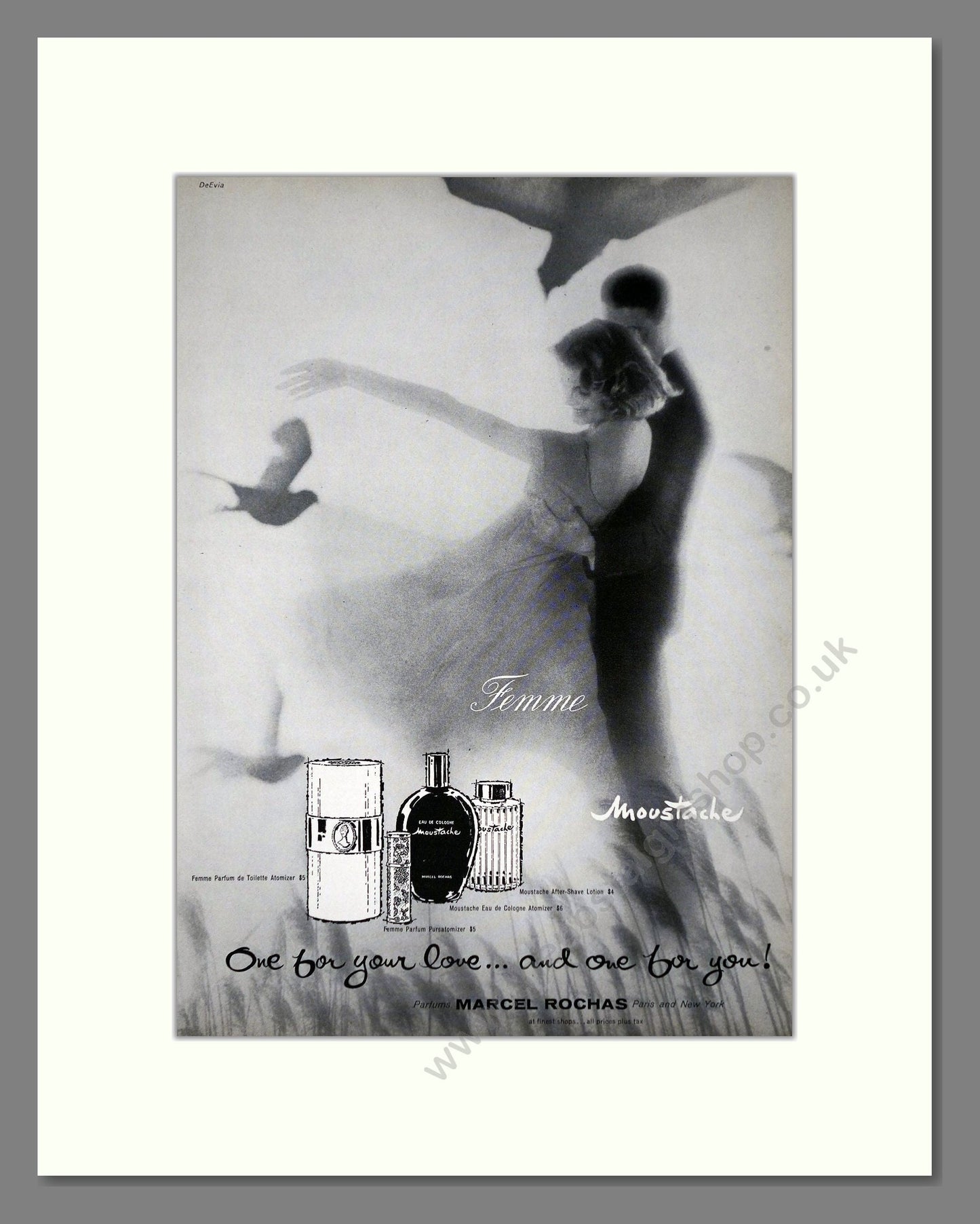 Rochas - Moustache / Femme. Vintage Advert 1959 (ref AD66062)