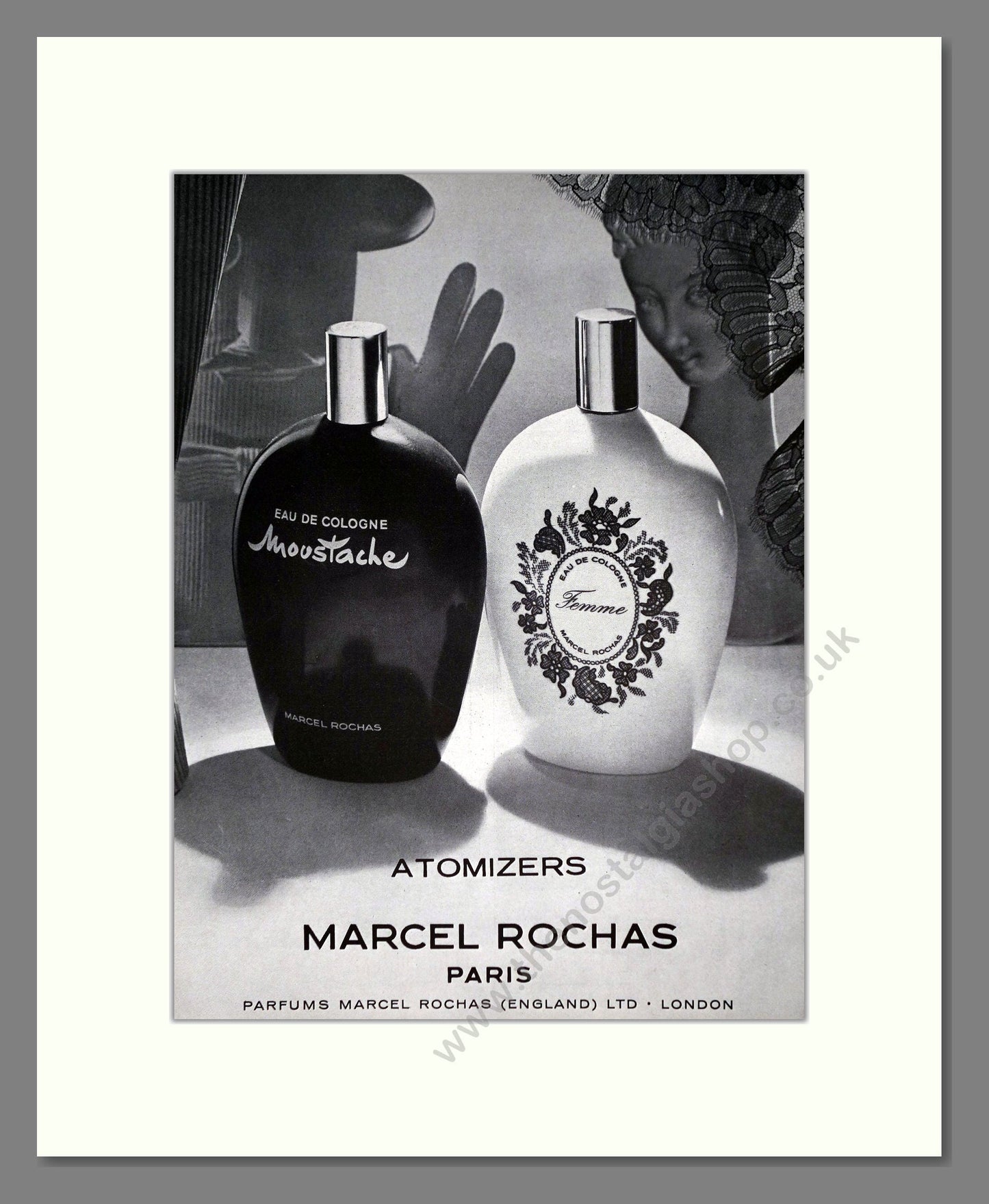 Rochas - Moustache / Femme. Vintage Advert 1959 (ref AD66064)