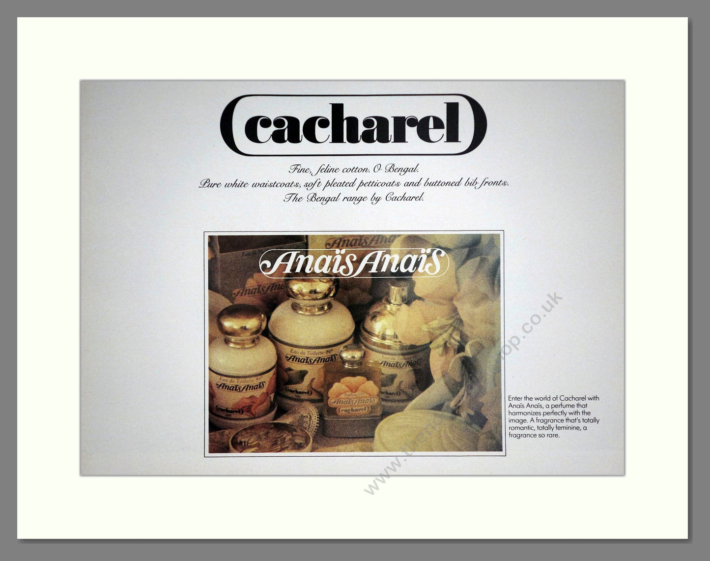 Cacharel - Anais Anais (Double Advert). Vintage Advert 1982 (ref AD66121)