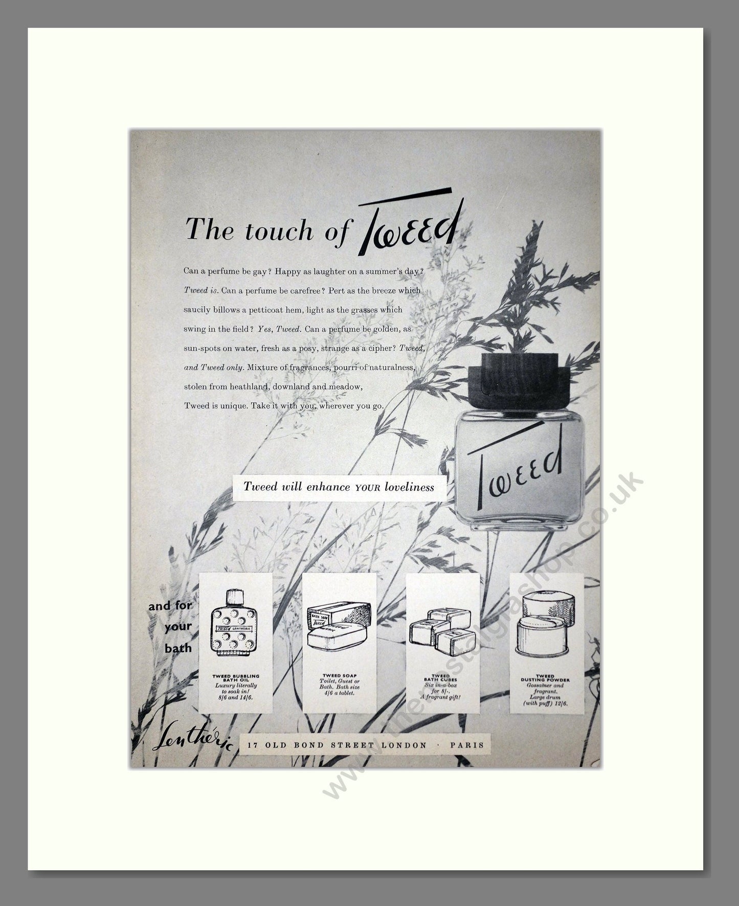 Lentheric - Tweed. Vintage Advert 1958 (ref AD66134)