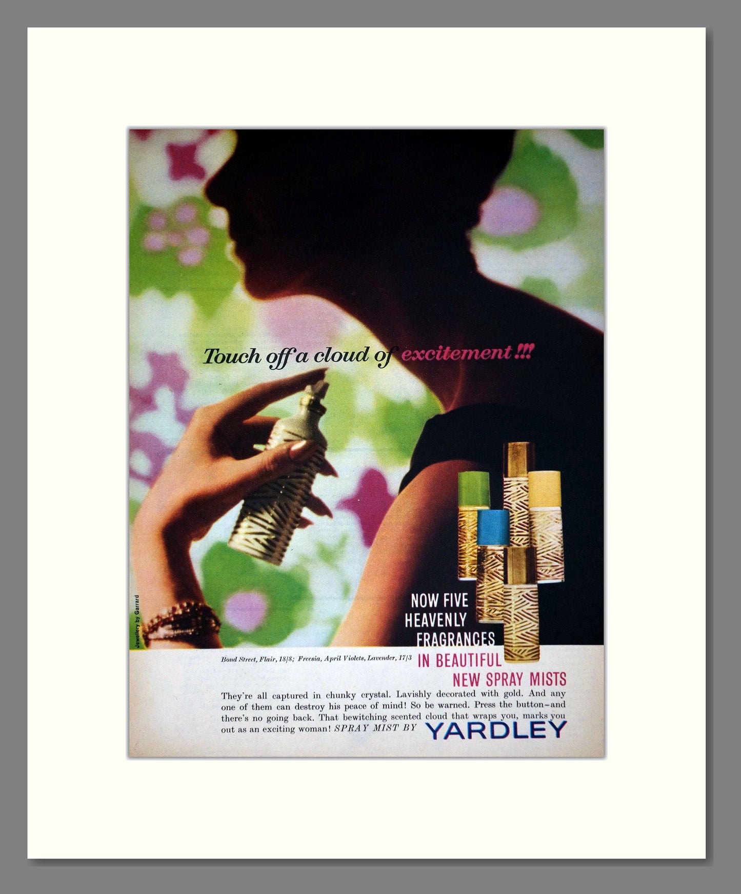 Yardley - Spray Mists. Vintage Advert 1962 (ref AD66228)