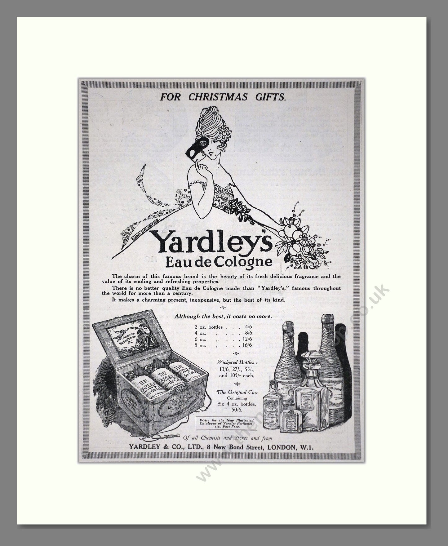 Yardley - Eau De Cologne. Vintage Advert 1920 (ref AD66236)