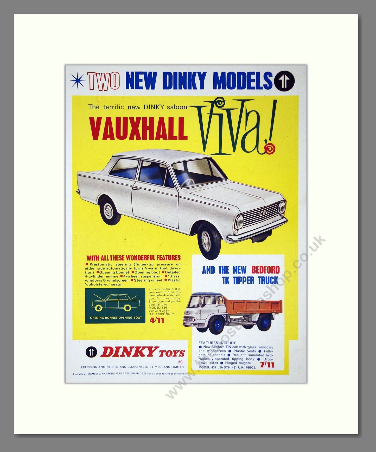 Dinky Toys - Vauxhall Viva / Bedford Tipper. Vintage Advert 1964 (ref AD65712)