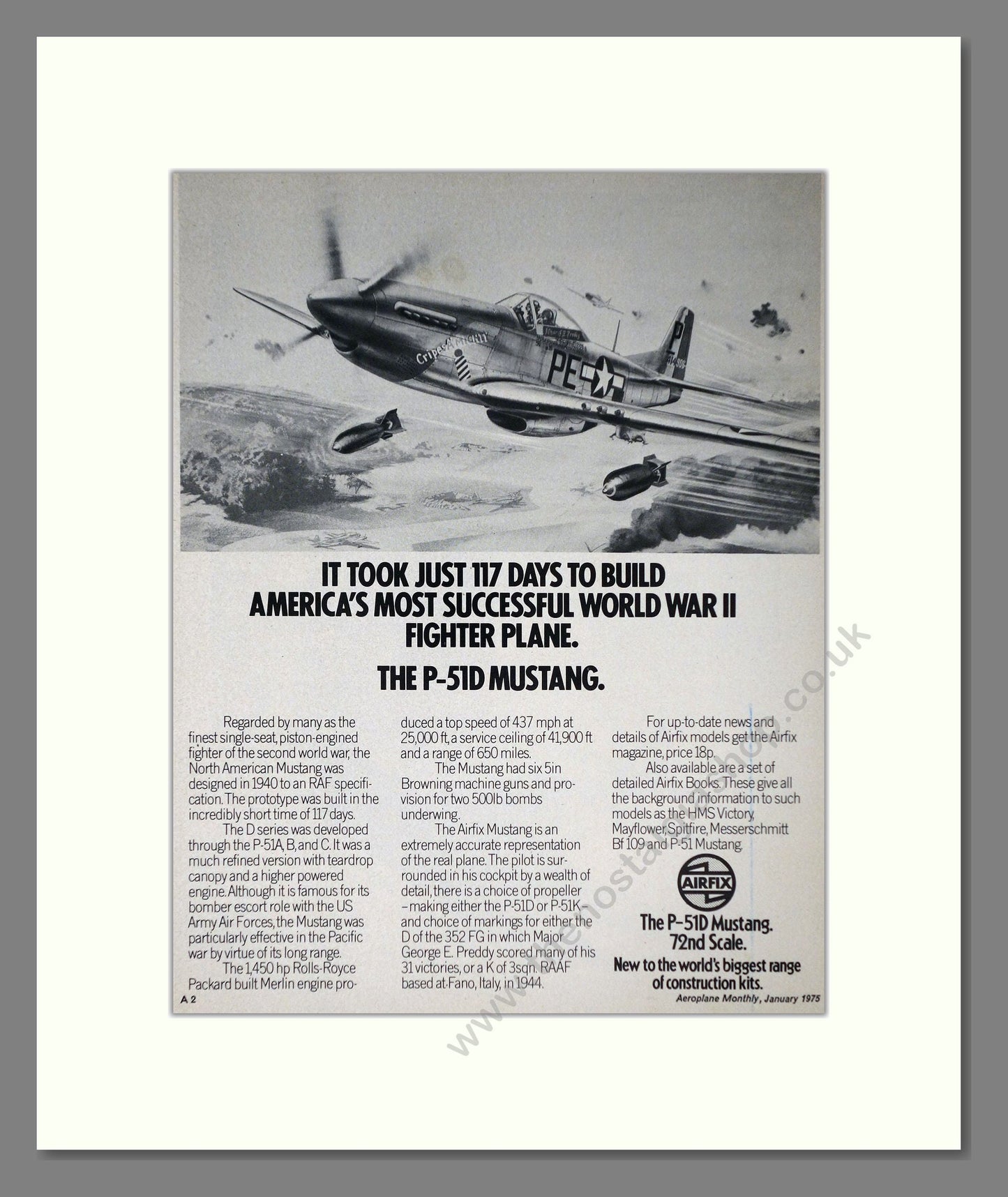 Airfix - P-51D Mustang. Vintage Advert 1975 (ref AD65844)