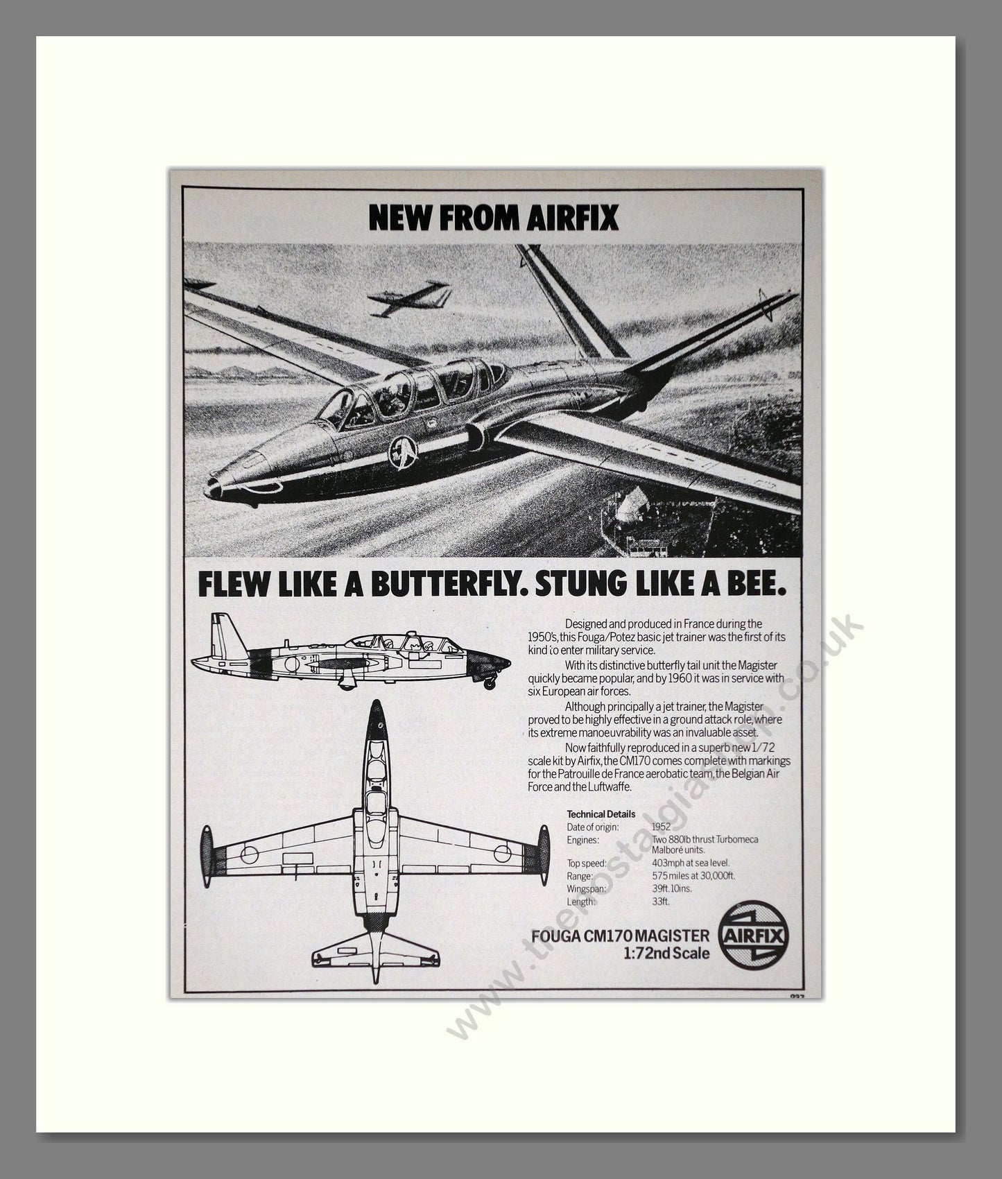 Airfix - Fouga CM170 Magister. Vintage Advert 1977 (ref AD65850)