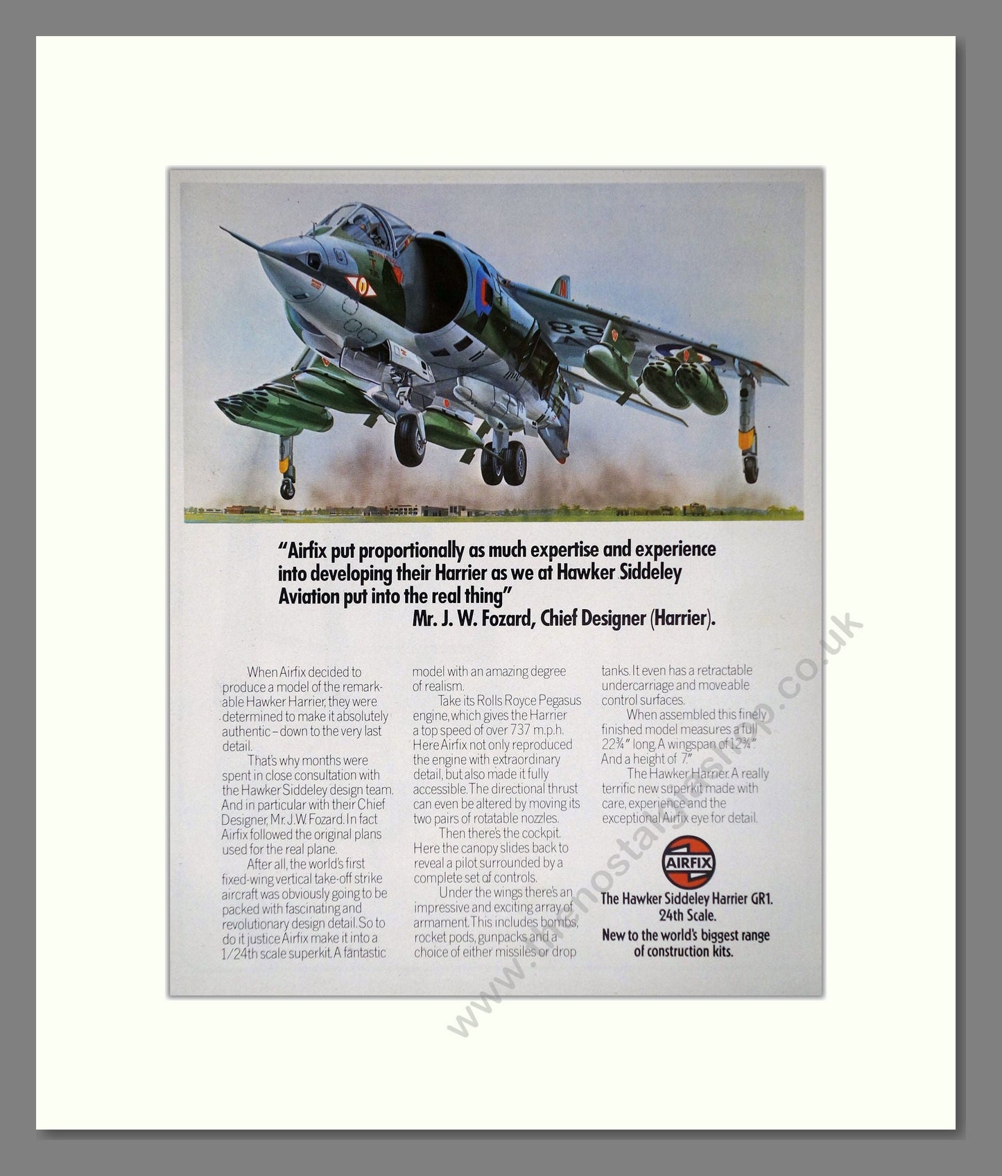 Airfix - Harrier Jump Jet. Vintage Advert 1974 (ref AD65852)