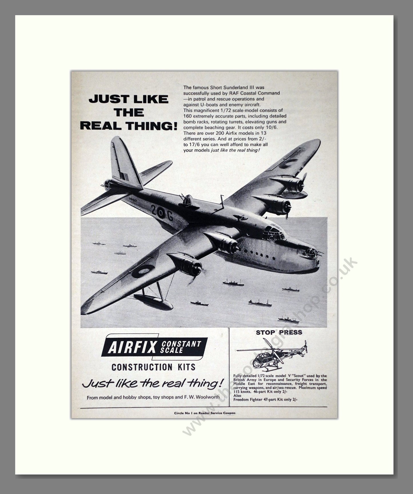 Airfix - Short Sunderland. Vintage Advert 1966 (ref AD65859)