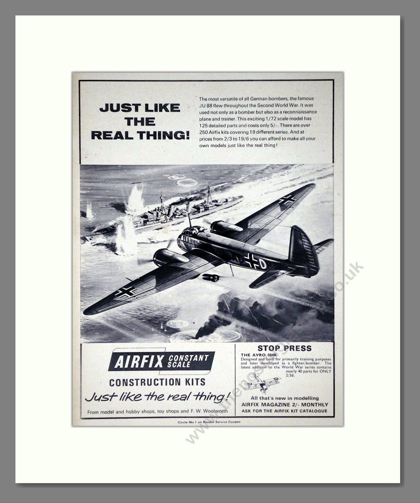 Airfix - JU 88 Bomber. Vintage Advert 1967 (ref AD65860)