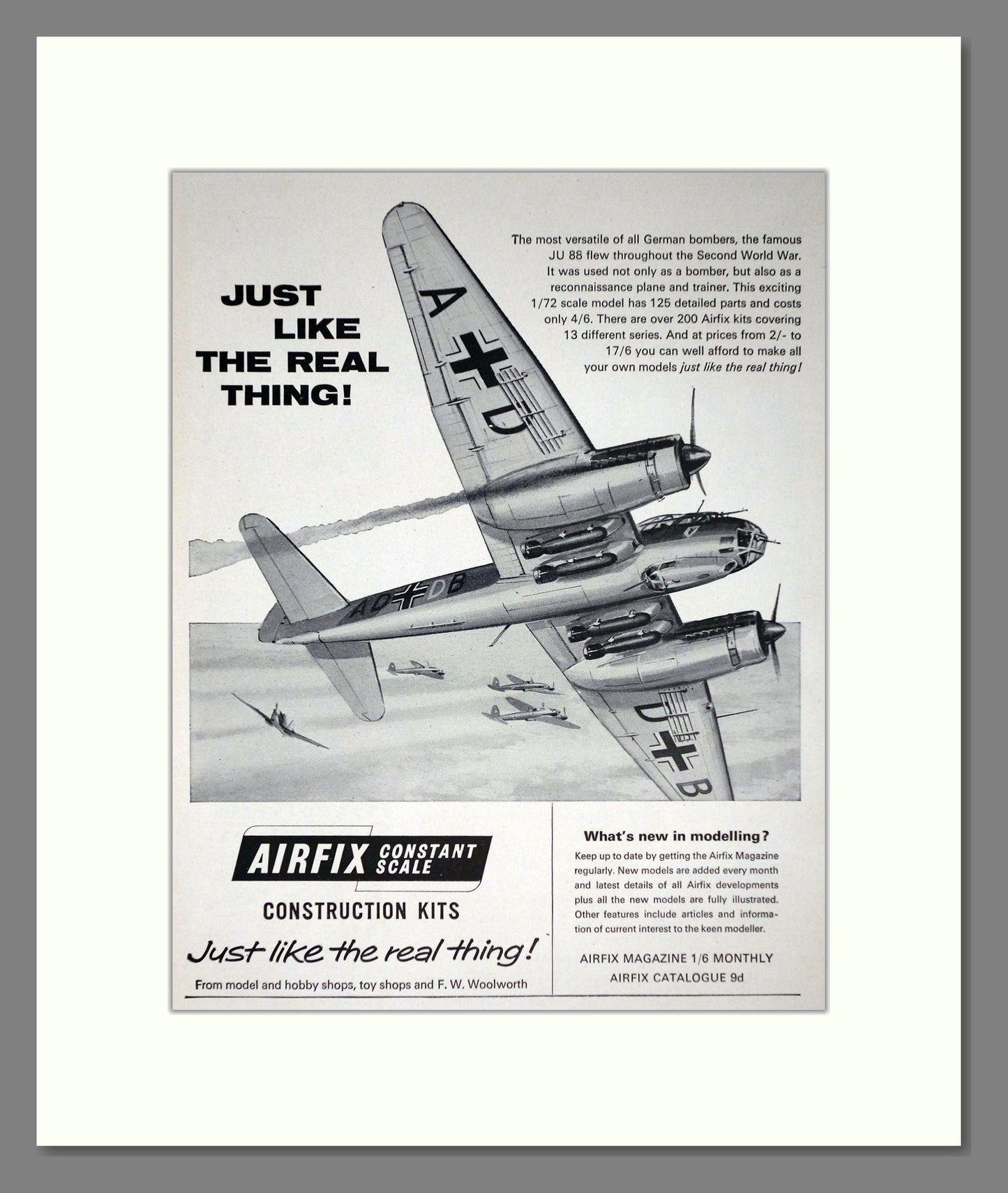 Airfix - JU 88 Bomber. Vintage Advert 1965 (ref AD65865)
