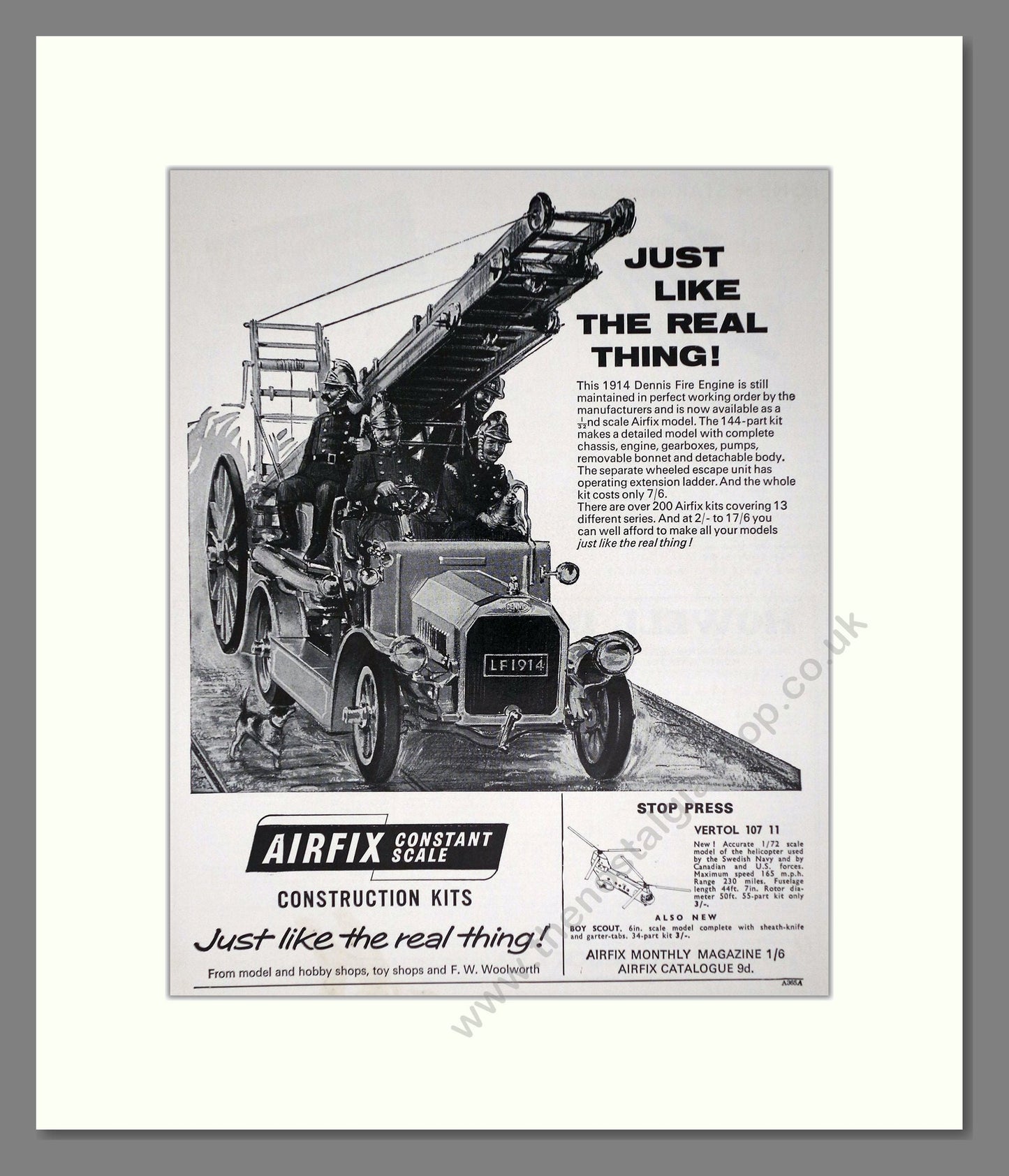 Airfix - Dennis Fire Engine. Vintage Advert 1965 (ref AD65868)