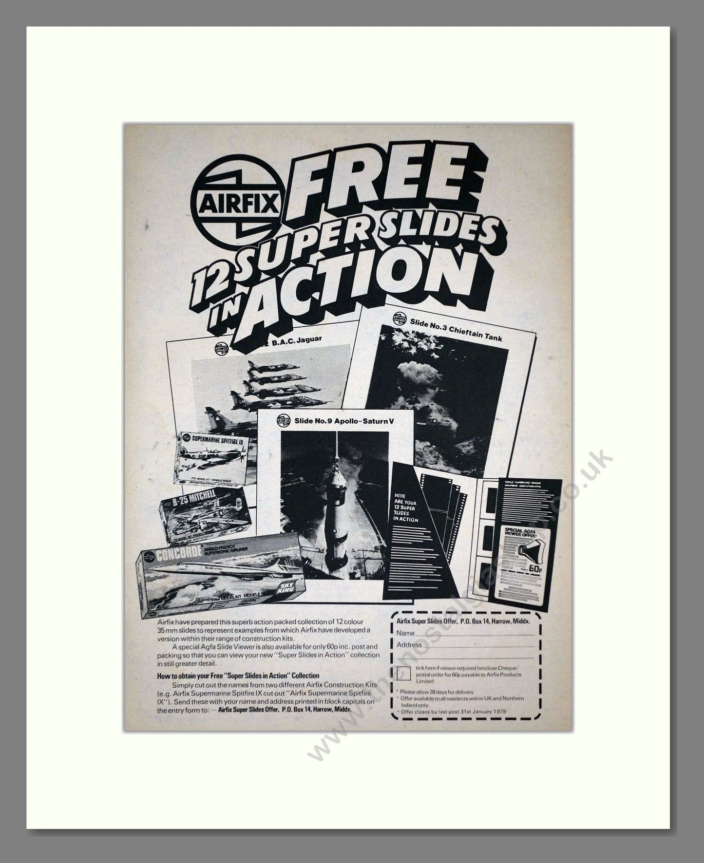 Airfix - 12 Super Slides In Action. Vintage Advert 1978 (ref AD65880)