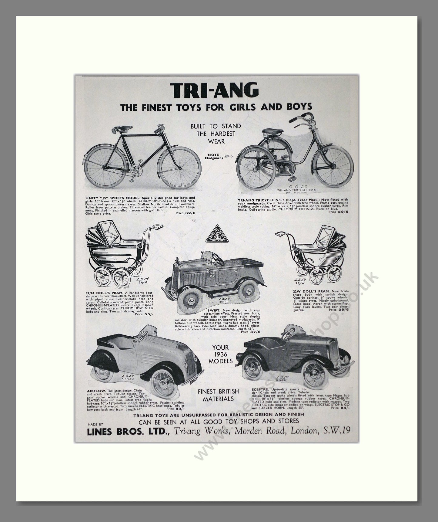 Tri-ang - Various Toys. Vintage Advert 1935 (ref AD65925)