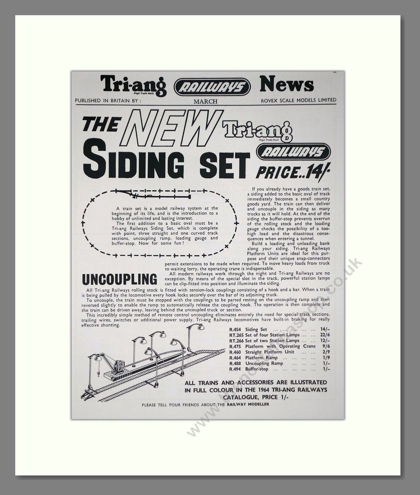 Tri-ang - Model Railways Siding Set. Vintage Advert 1964 (ref AD65937)