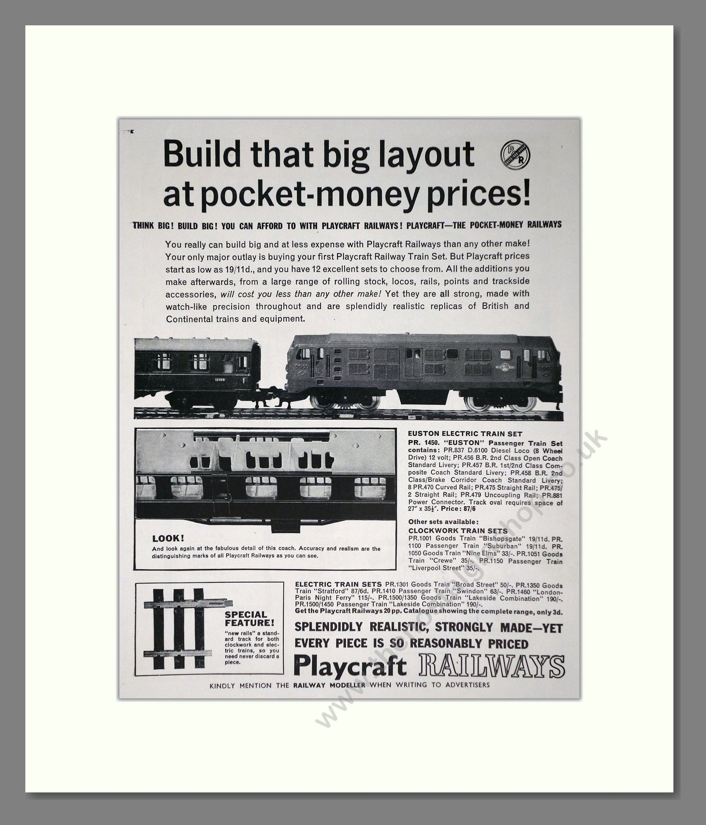 Playcraft - Model Railways. Vintage Advert 1962 (ref AD65959)