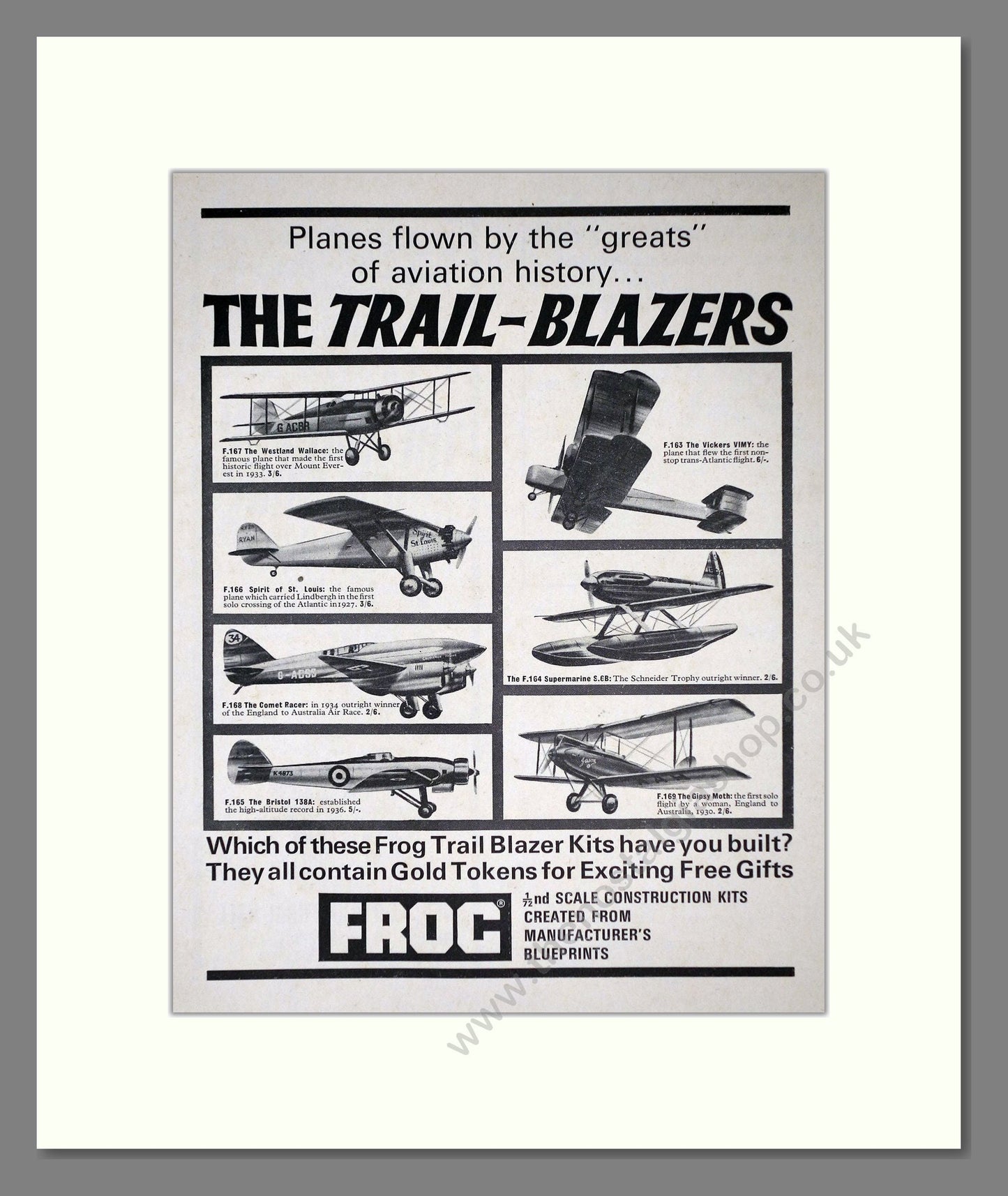 Frog Model Aircraft - Trail Blazers. Vintage Advert 1965 (ref AD65977)