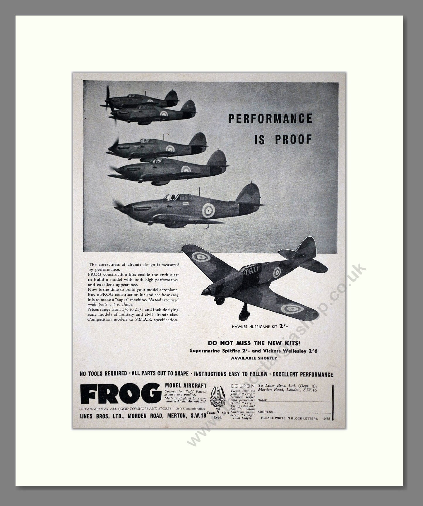 Frog Model Aircraft - Performance Is Proof. Vintage Advert 1939 (ref AD65983)
