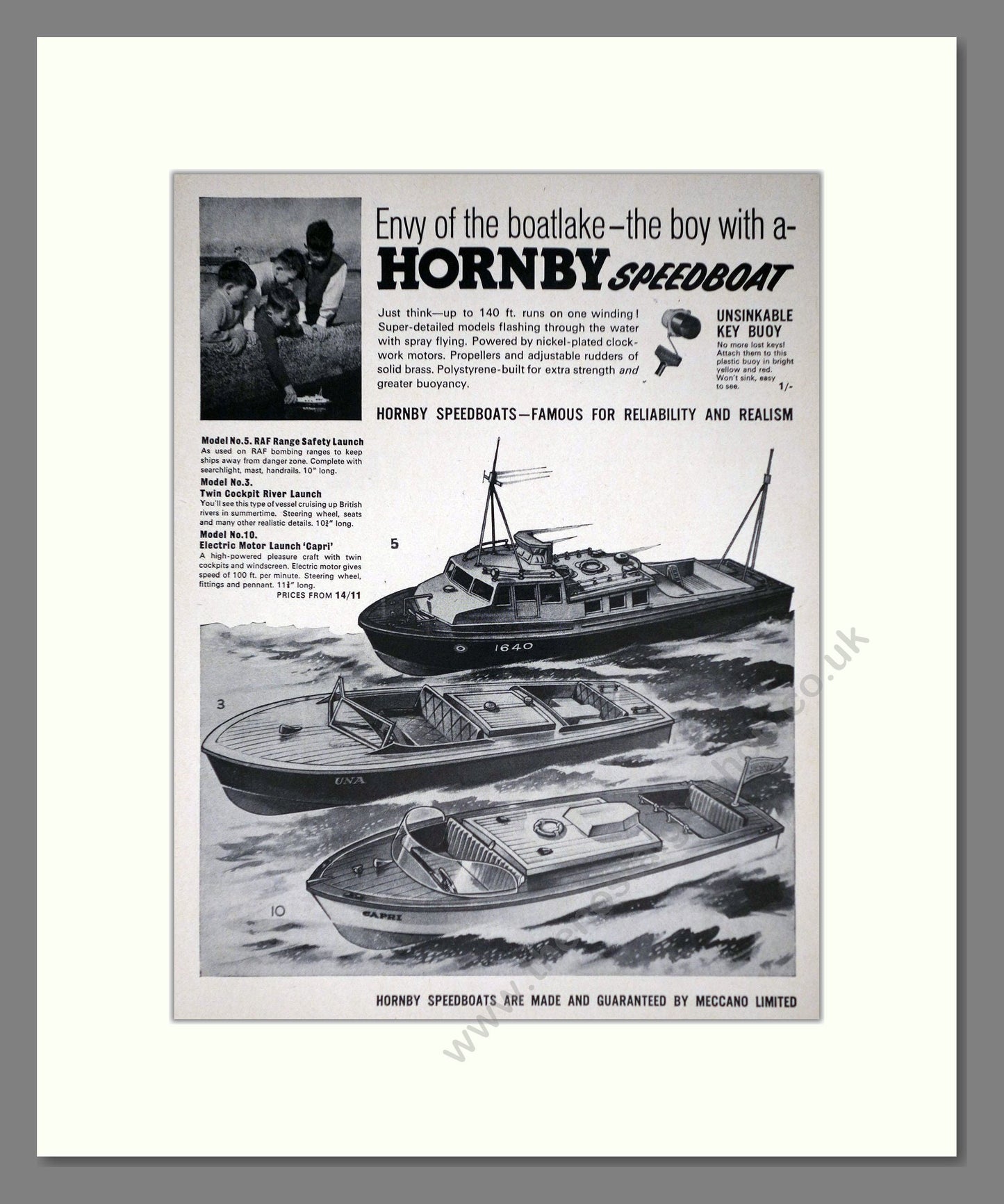 Hornby - Speed Boats. Vintage Advert 1964 (ref AD65729)